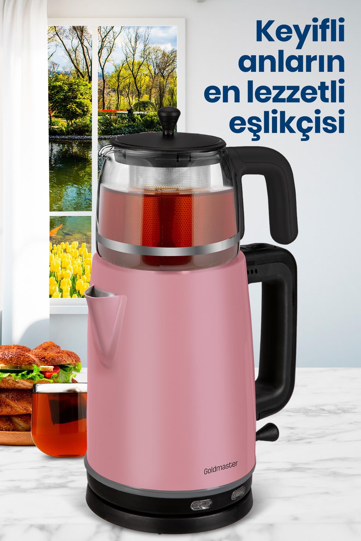 Goldmaster Sedef Pembe Paslanmaz Çay Makinesi Ve Su Isıtıcısı