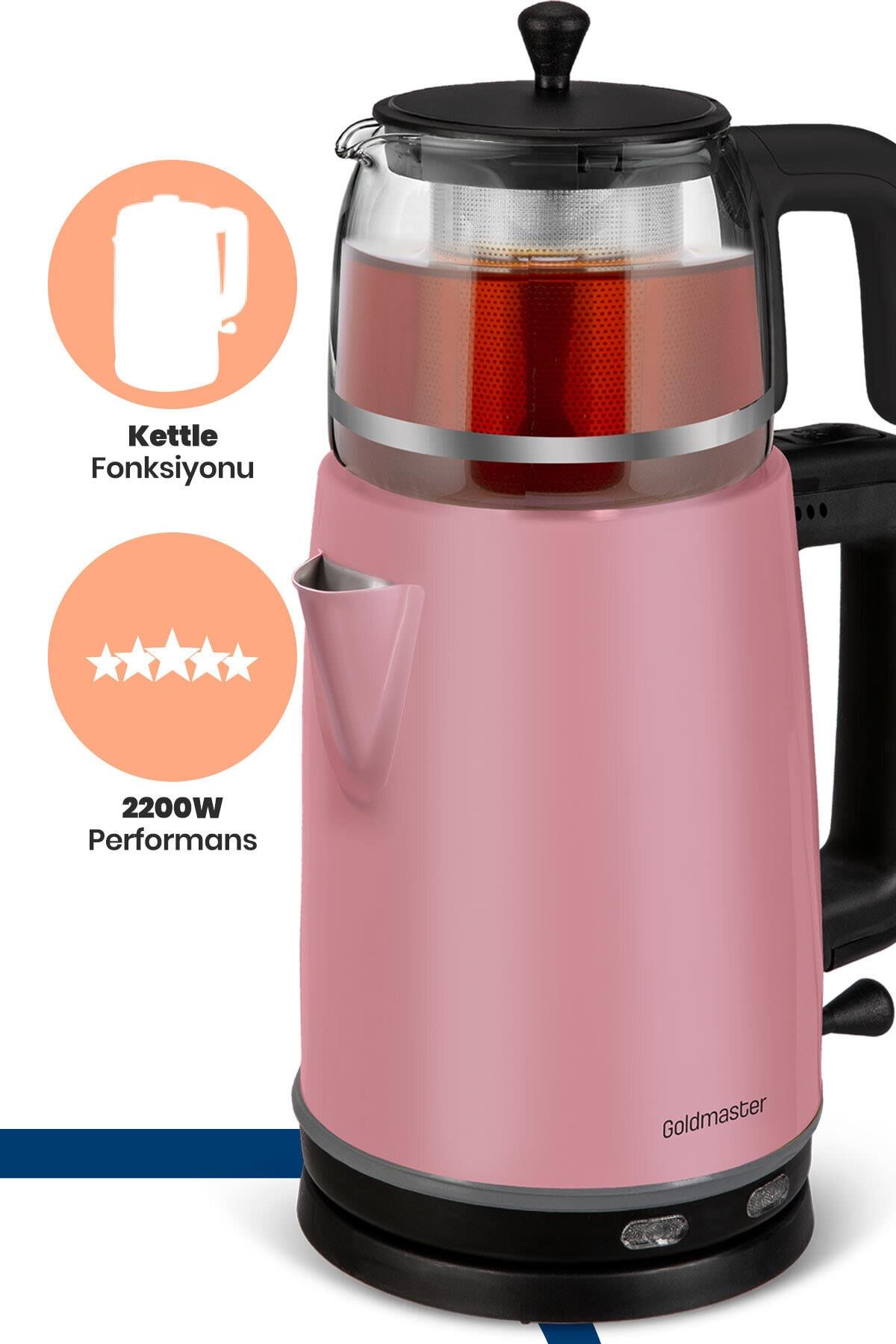 Goldmaster Sedef Pembe Paslanmaz Çay Makinesi Ve Su Isıtıcısı
