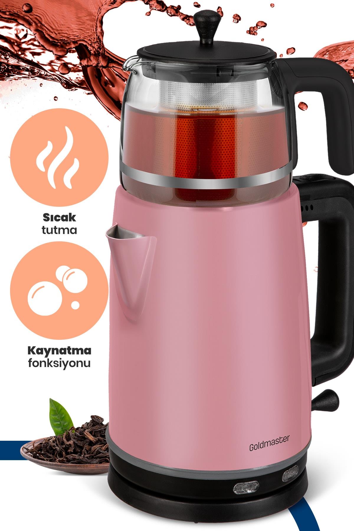 Goldmaster Sedef Pembe Paslanmaz Çay Makinesi Ve Su Isıtıcısı
