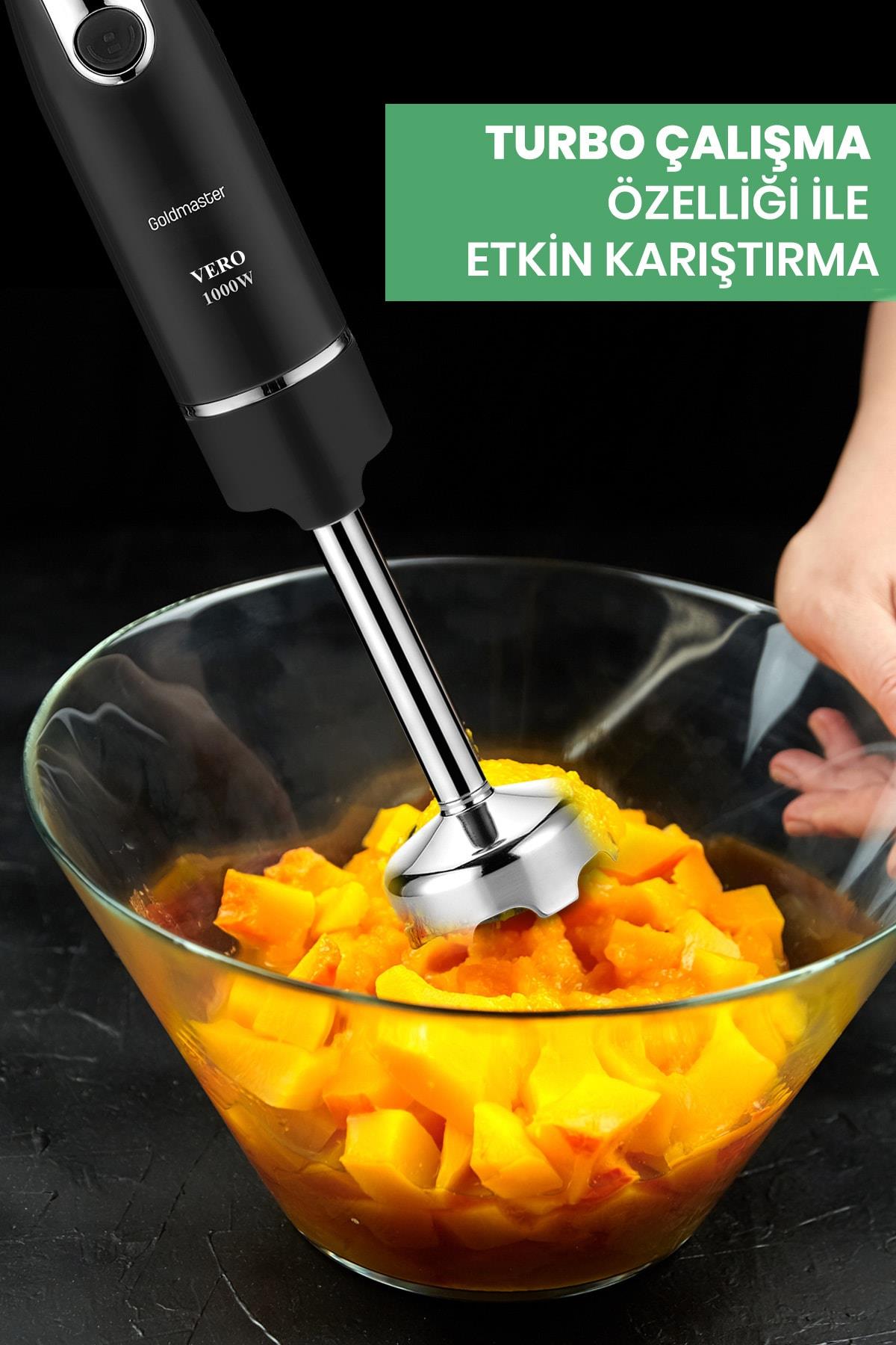 Goldmaster Vero Siyah 4 Bıçaklı Paslanmaz Hız Ayarlı El Blender