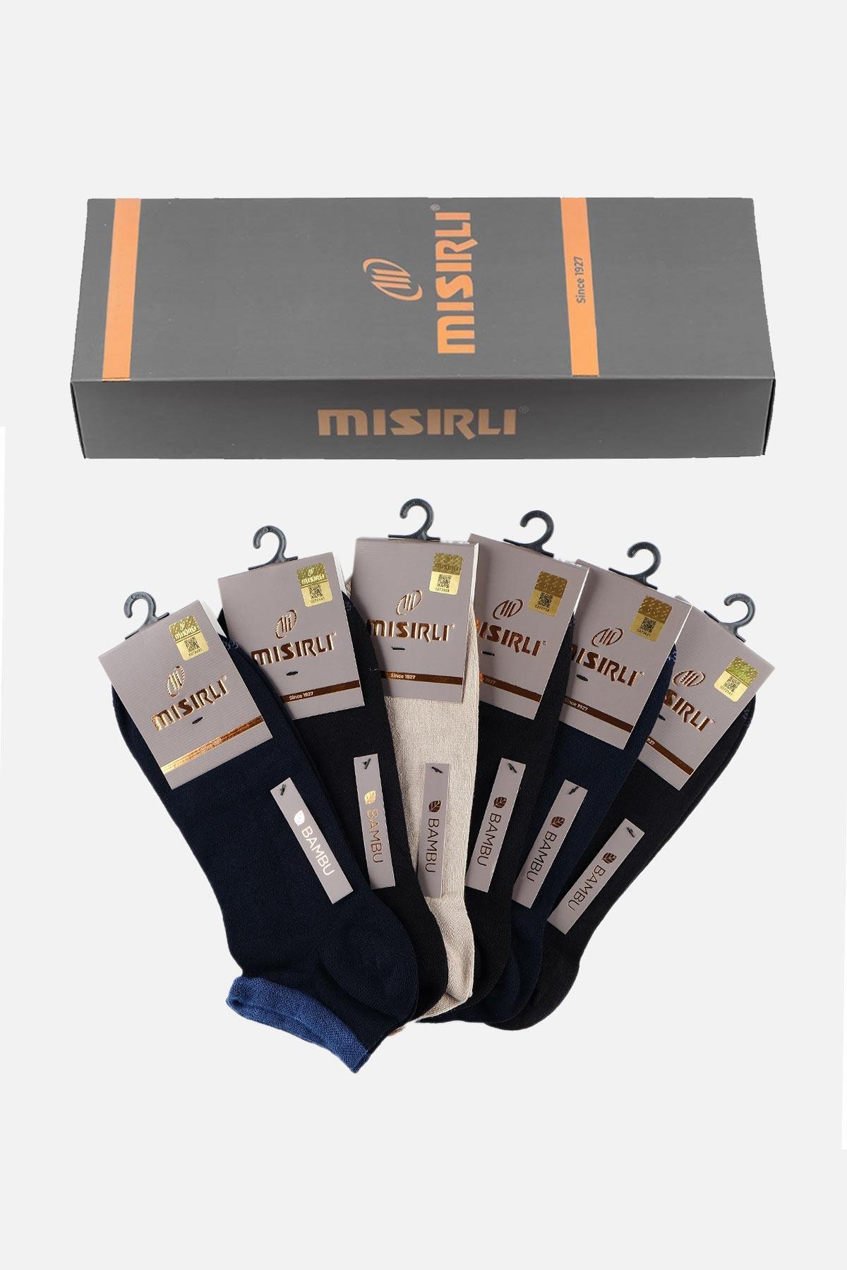 Mısırlı Erkek Bambu 6 Çift Çok Renkli Yazlık Patik Çorap M 62202 AS