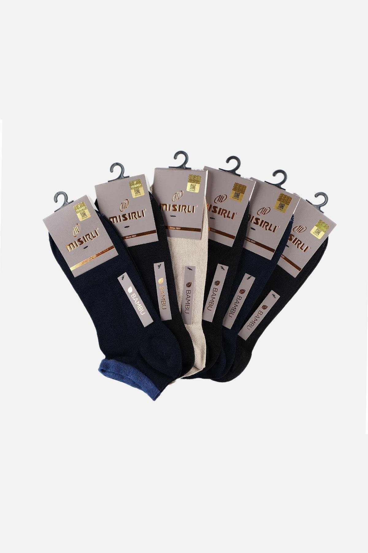 Mısırlı Erkek Bambu 6 Çift Çok Renkli Yazlık Patik Çorap M 62202 AS