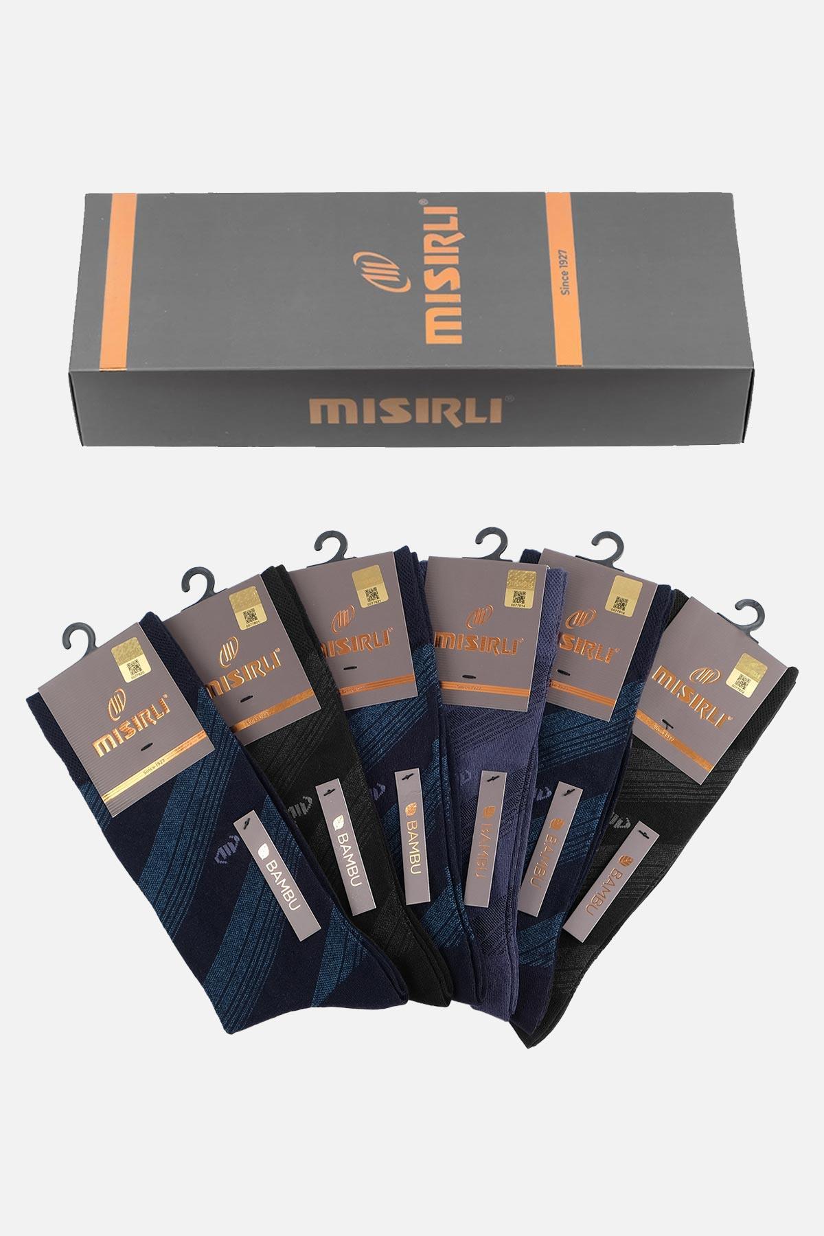 Mısırlı Erkek Bambu Kutulu 6 Çift Asorti Soket Çorap - M-62004-AS