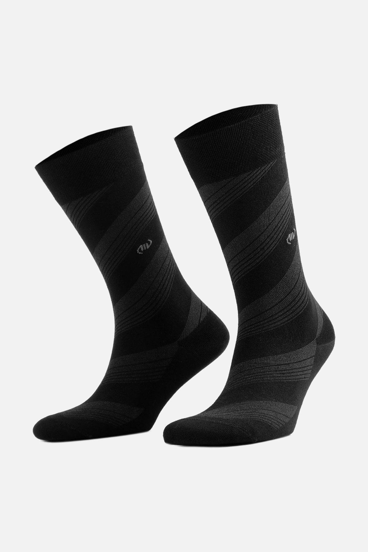Mısırlı Erkek Bambu Kutulu 6 Çift Siyah Soket Çorap - M-62004-S