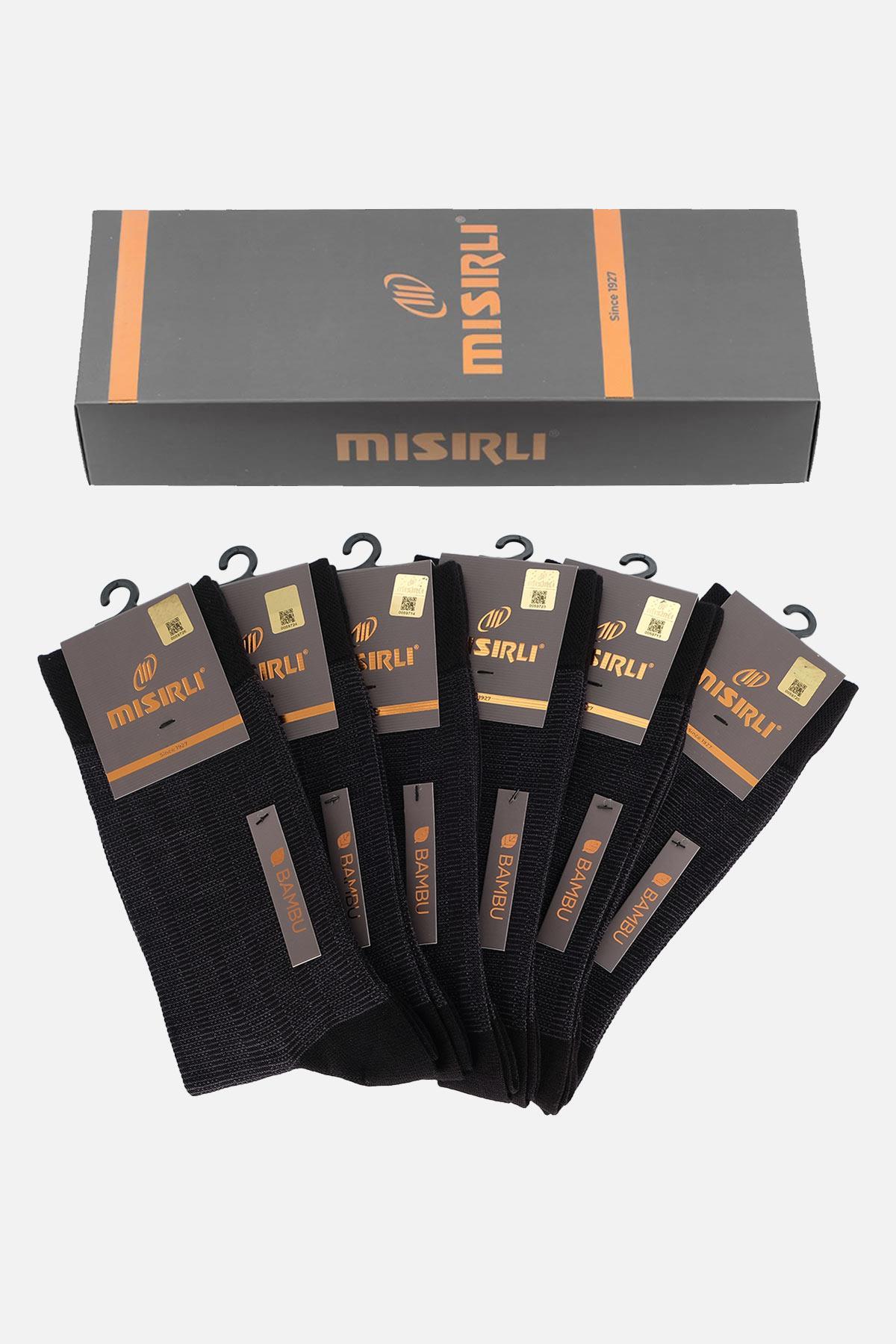 Mısırlı Erkek Bambu Kutulu 6 Çift Siyah Soket Çorap - M-62002-S