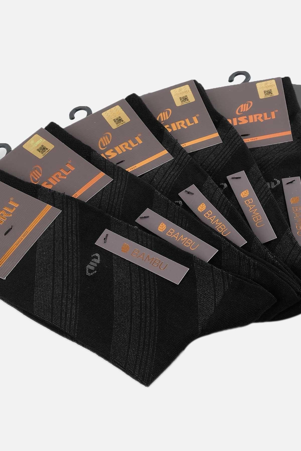 Mısırlı Erkek Bambu Kutulu 6 Çift Siyah Soket Çorap - M-62004-S