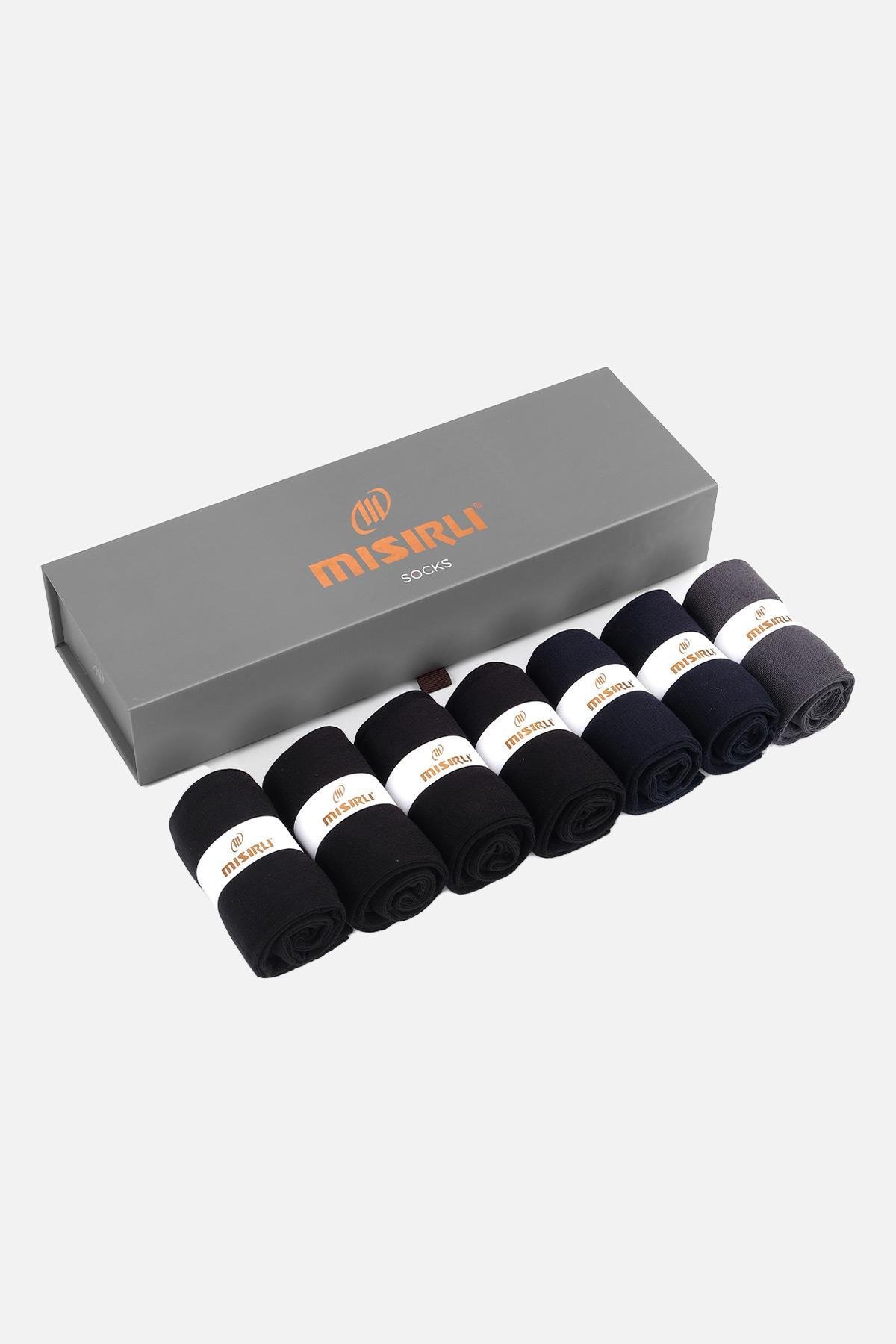 Mısırlı Erkek Bambu Kutulu 7 Çift Çok Renkli Soket Çorap - M-1001-AS