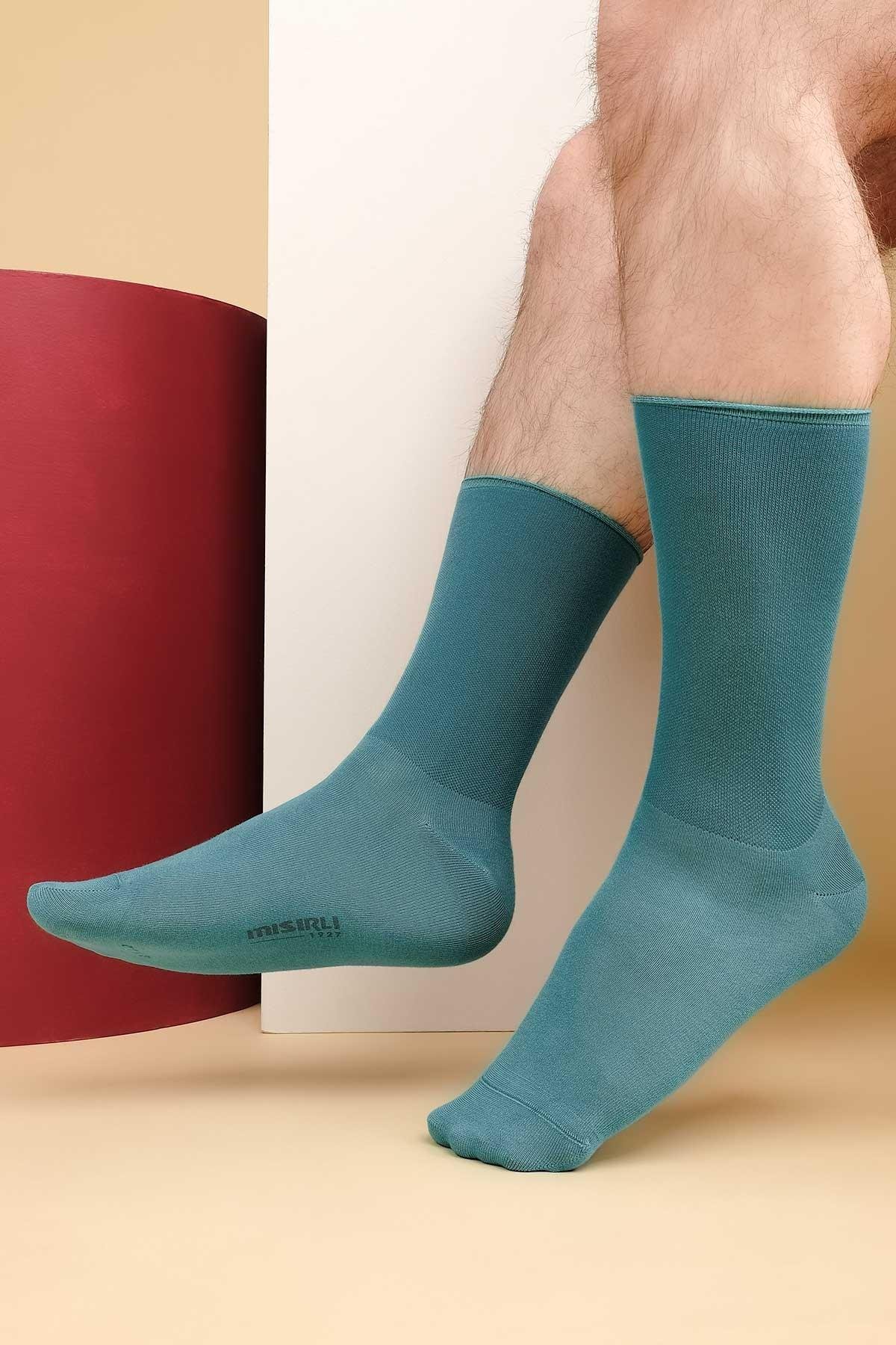 Mısırlı Erkek Bambu Tekli Pastel Mavi Lastiksiz Soket Çorap M 66400 PM