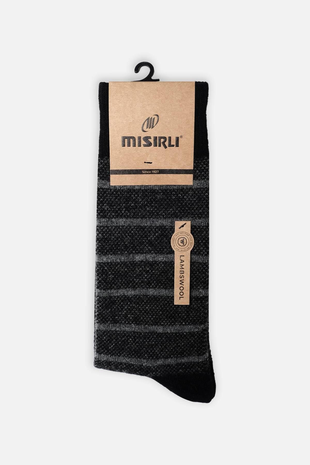 Mısırlı Erkek Koyun Yünü Tekli Siyah Soket Çorap M 65004 S