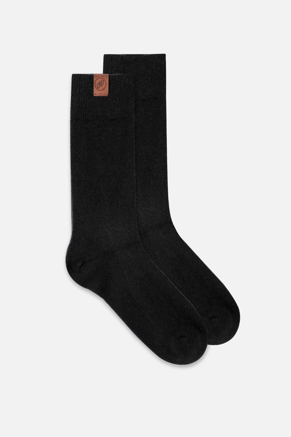 Mısırlı Erkek Kuzu Yünü (Lambswool) Tekli Siyah Soket Çorap M 65000 S