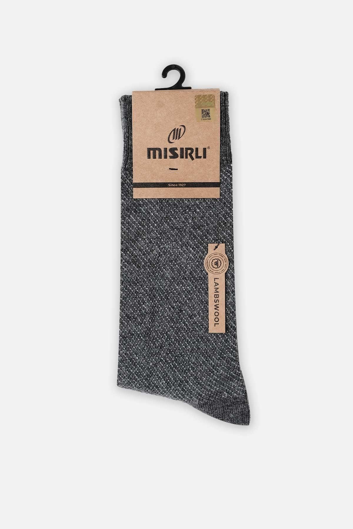 Mısırlı Erkek Kuzu Yünü (Lambswool) Tekli Füme Soket Çorap M 65002 F