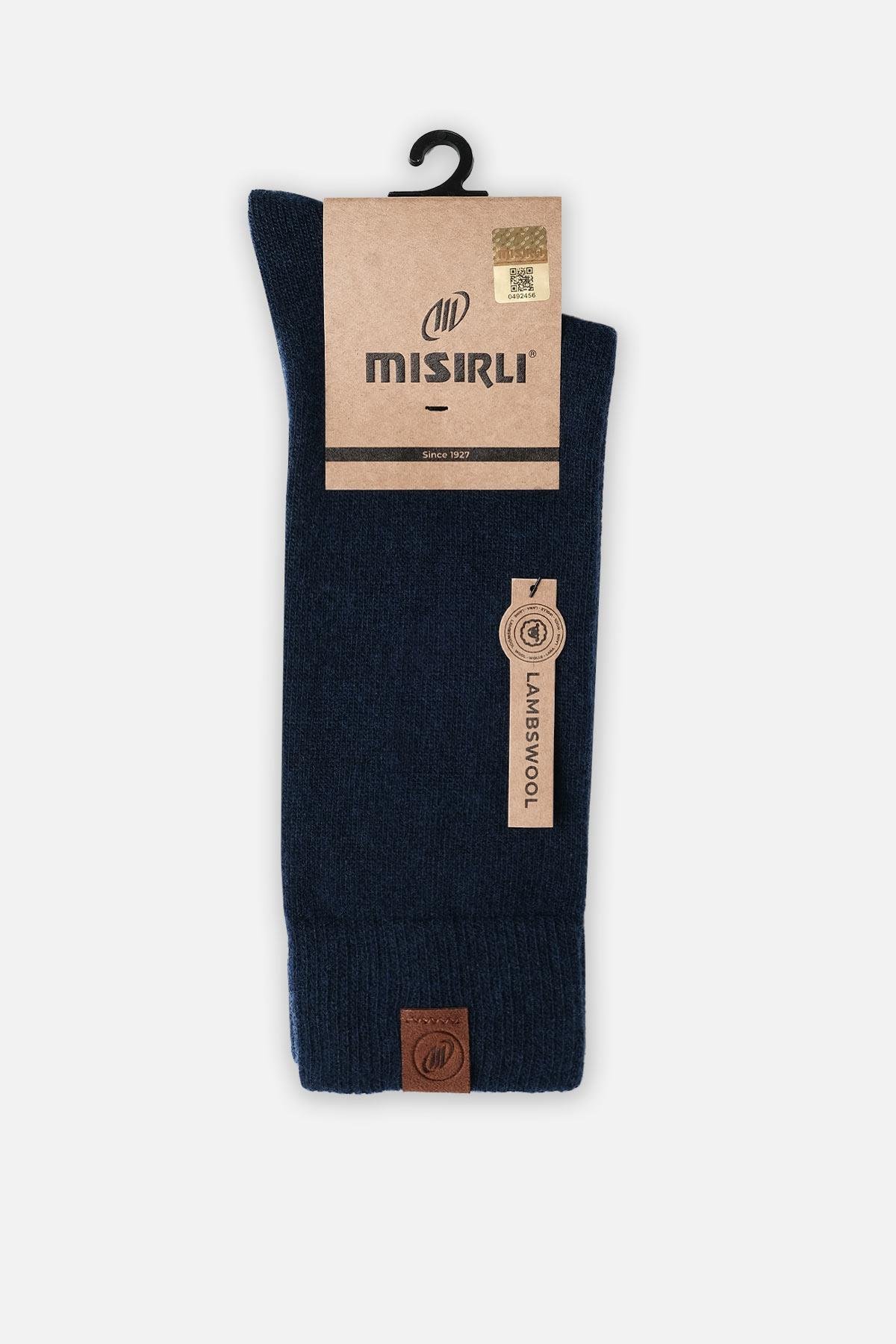 Mısırlı Erkek Kuzu Yünü (Lambswool) Tekli Lacivert Soket Çorap M 65000 L