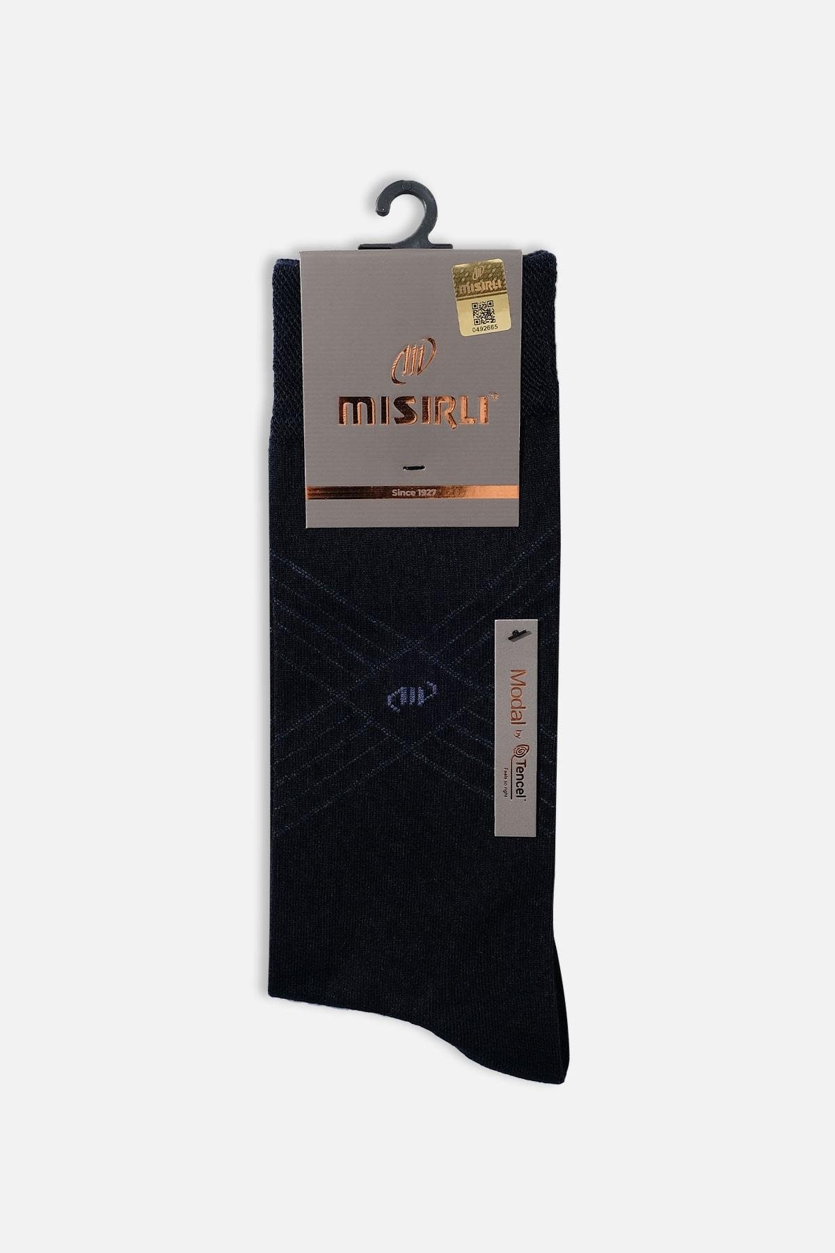 Mısırlı Erkek Modal Tekli Lacivert Soket Çorap   M 61003 L