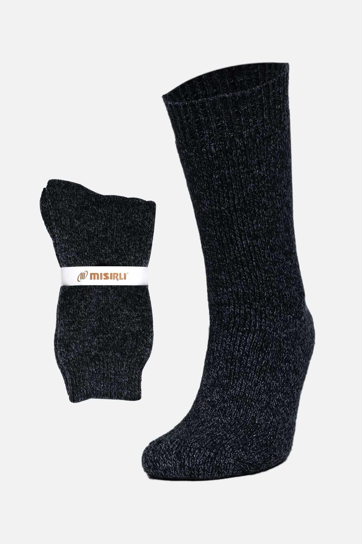 Mısırlı Erkek Norweger Merino Yünü Kışlık Tekli Antrasit Soket Bot Çorabı