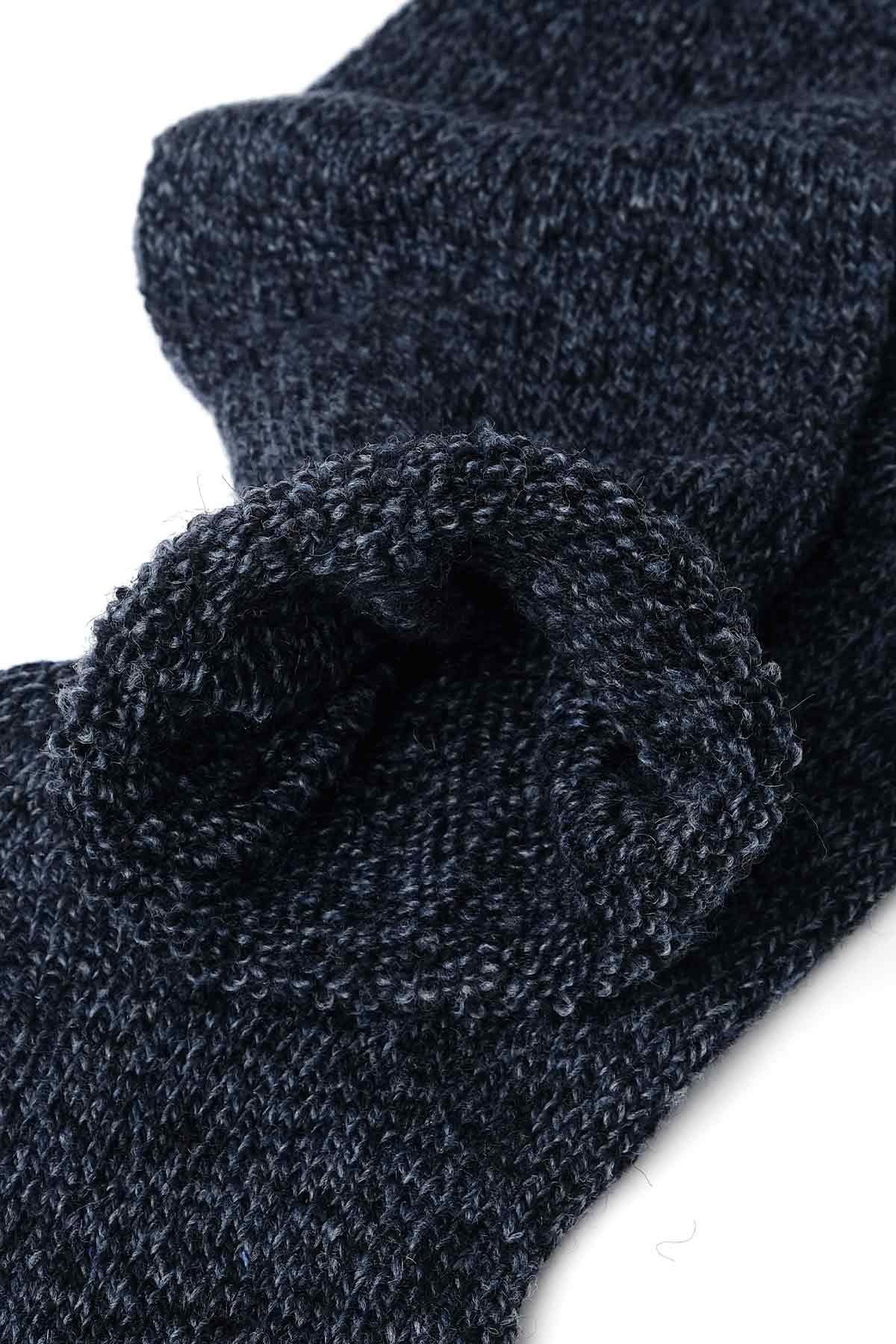 Mısırlı Erkek Merino Yünü Kışlık Tekli Lacivert Soket Ev Çorabı - M-6042-L