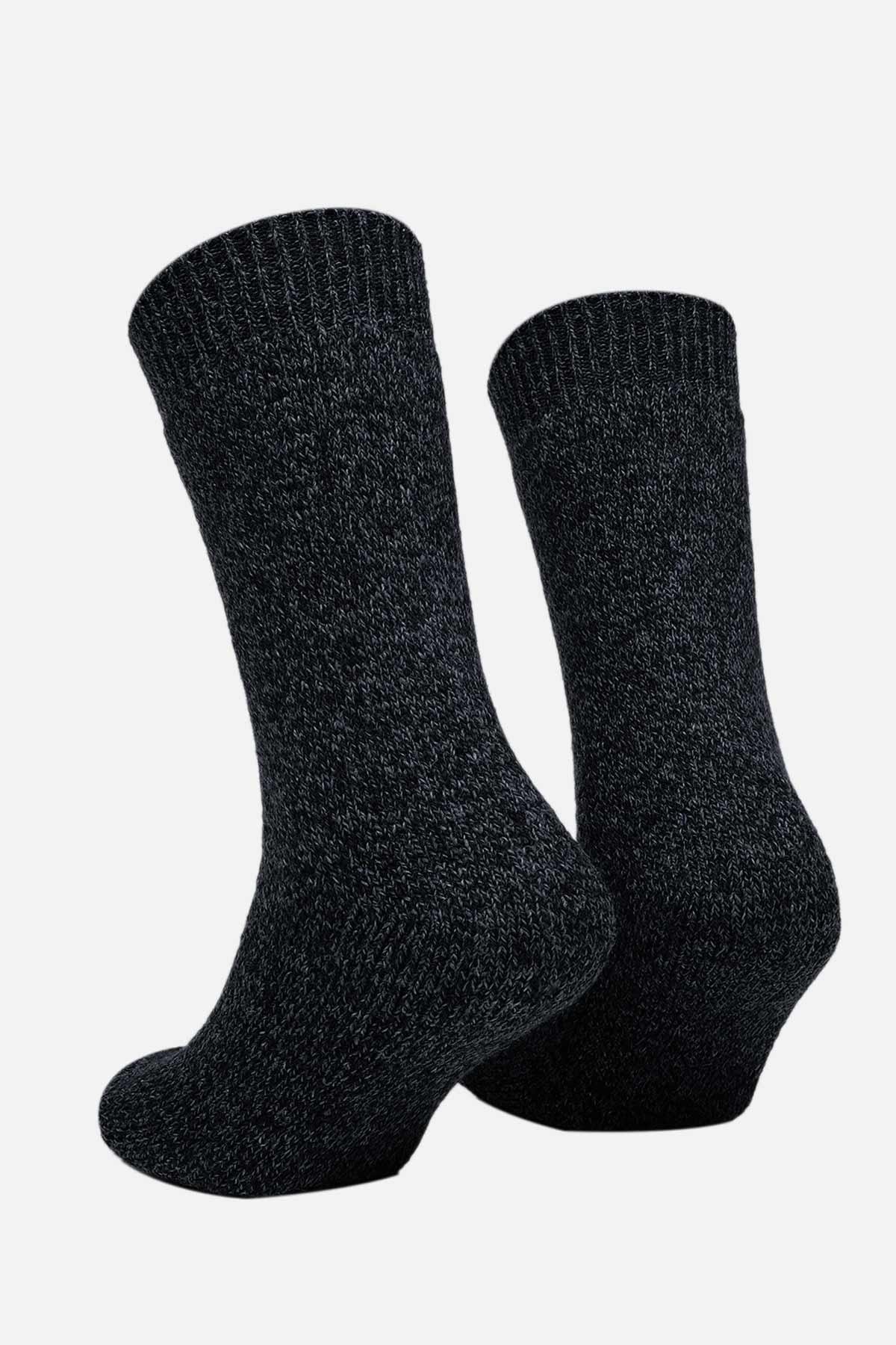 Mısırlı Erkek Norweger Merino Yünü Kışlık Tekli Antrasit Soket Bot Çorabı