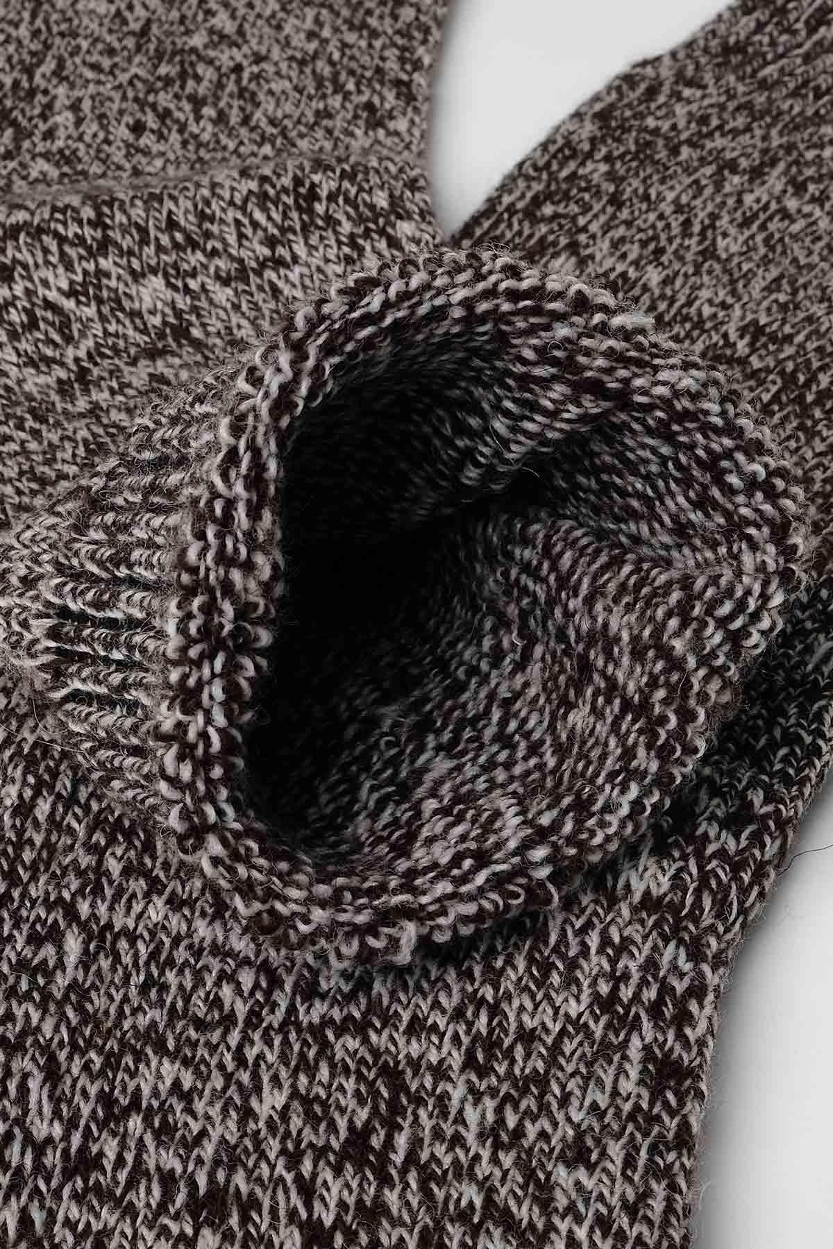Mısırlı Erkek Merino Yünü Kışlık Tekli Kahverengi Soket Ev Çorabı - M-6042-K