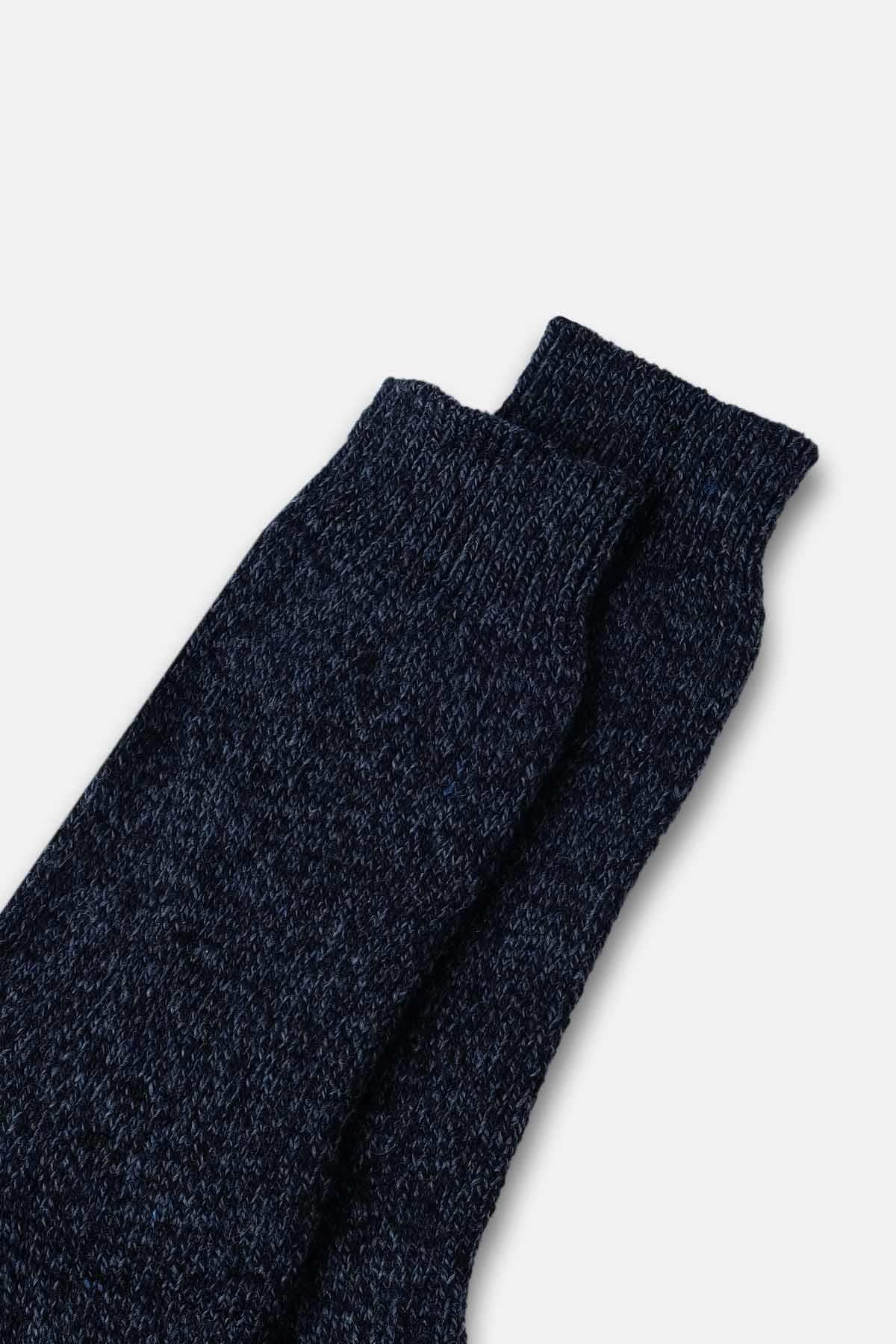 Mısırlı Erkek Merino Yünü Kışlık Tekli Lacivert Soket Ev Çorabı - M-6042-L