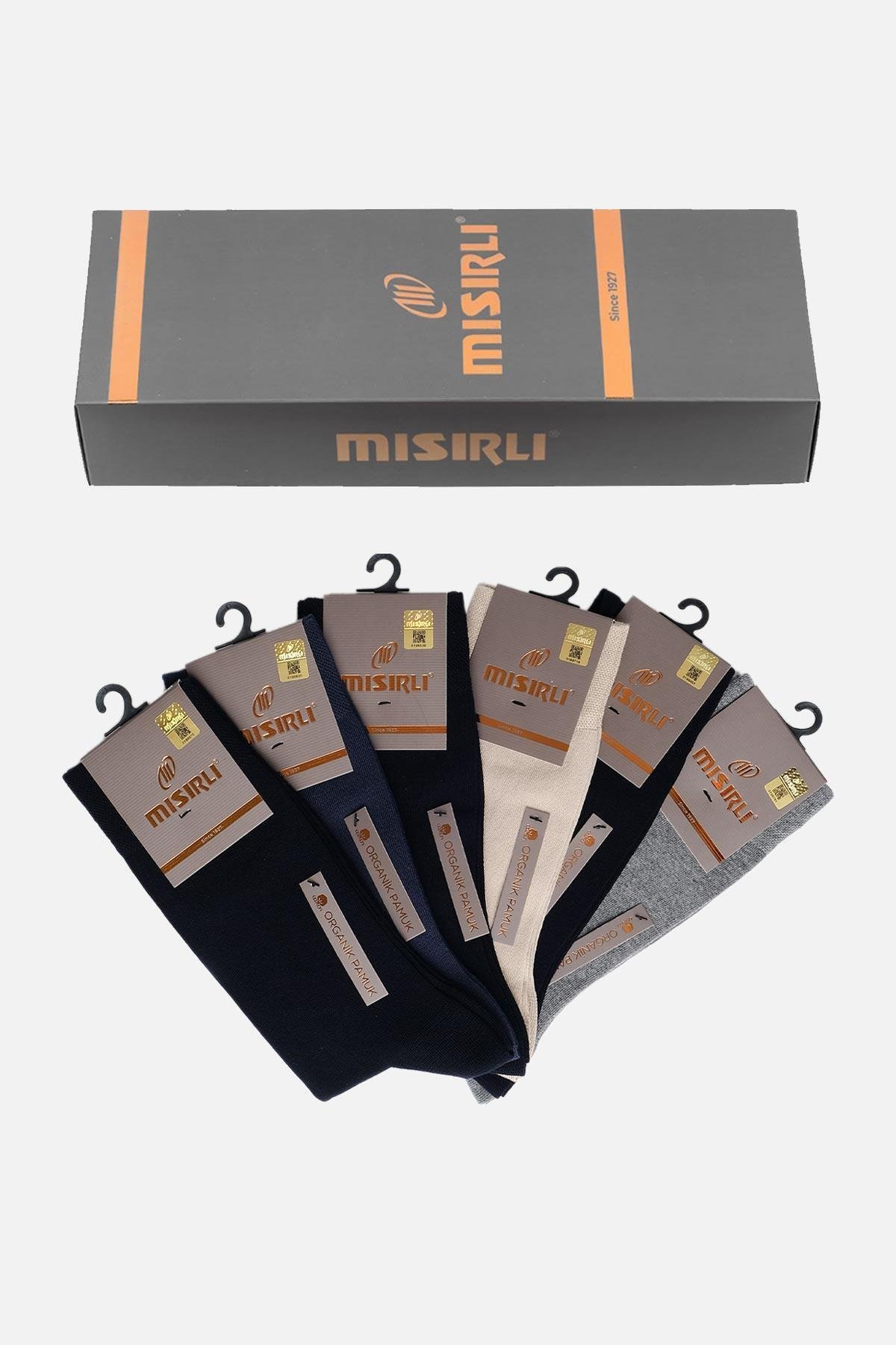 Mısırlı Erkek Organik Pamuklu Kutulu 6 Çift Çok Renkli Soket Çorap   M 60050 AS