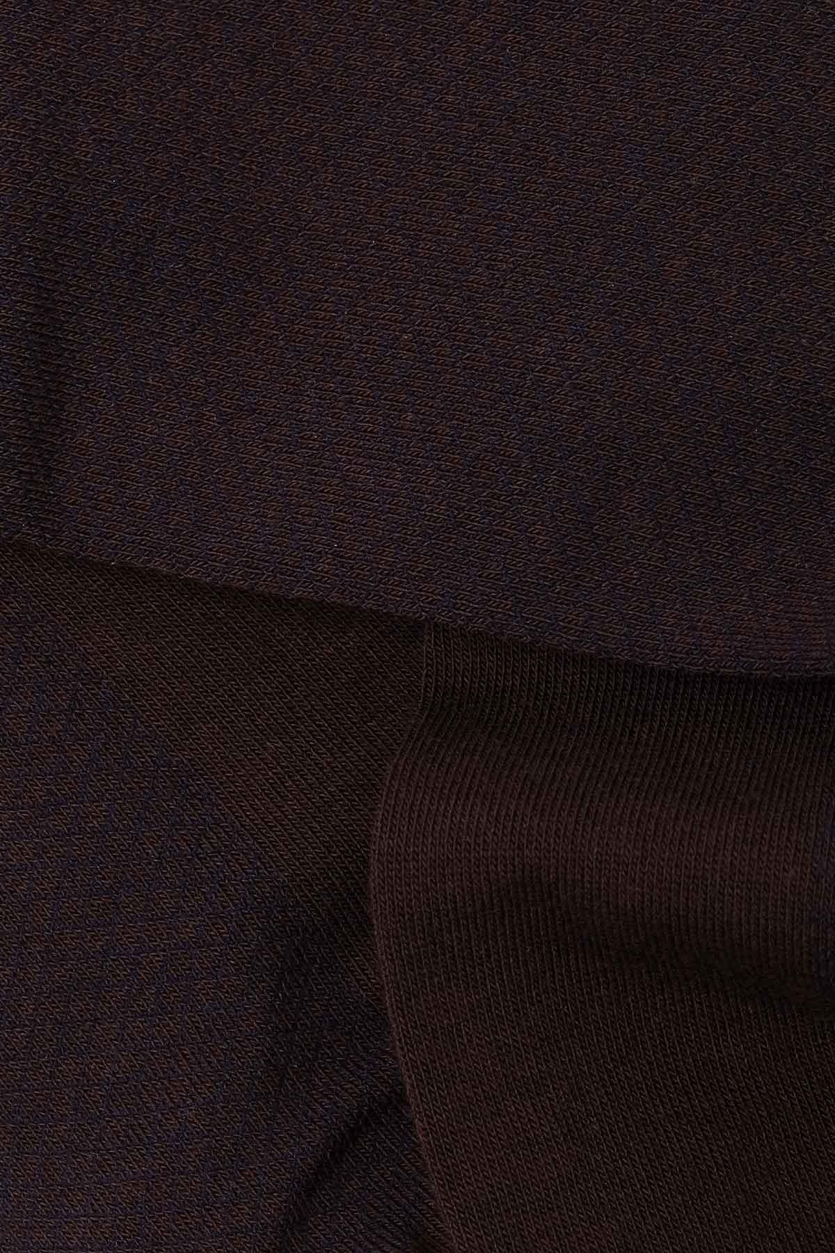 Mısırlı Erkek Organik Pamuklu Tekli Kahverengi Soket Çorap   M 60004 TK