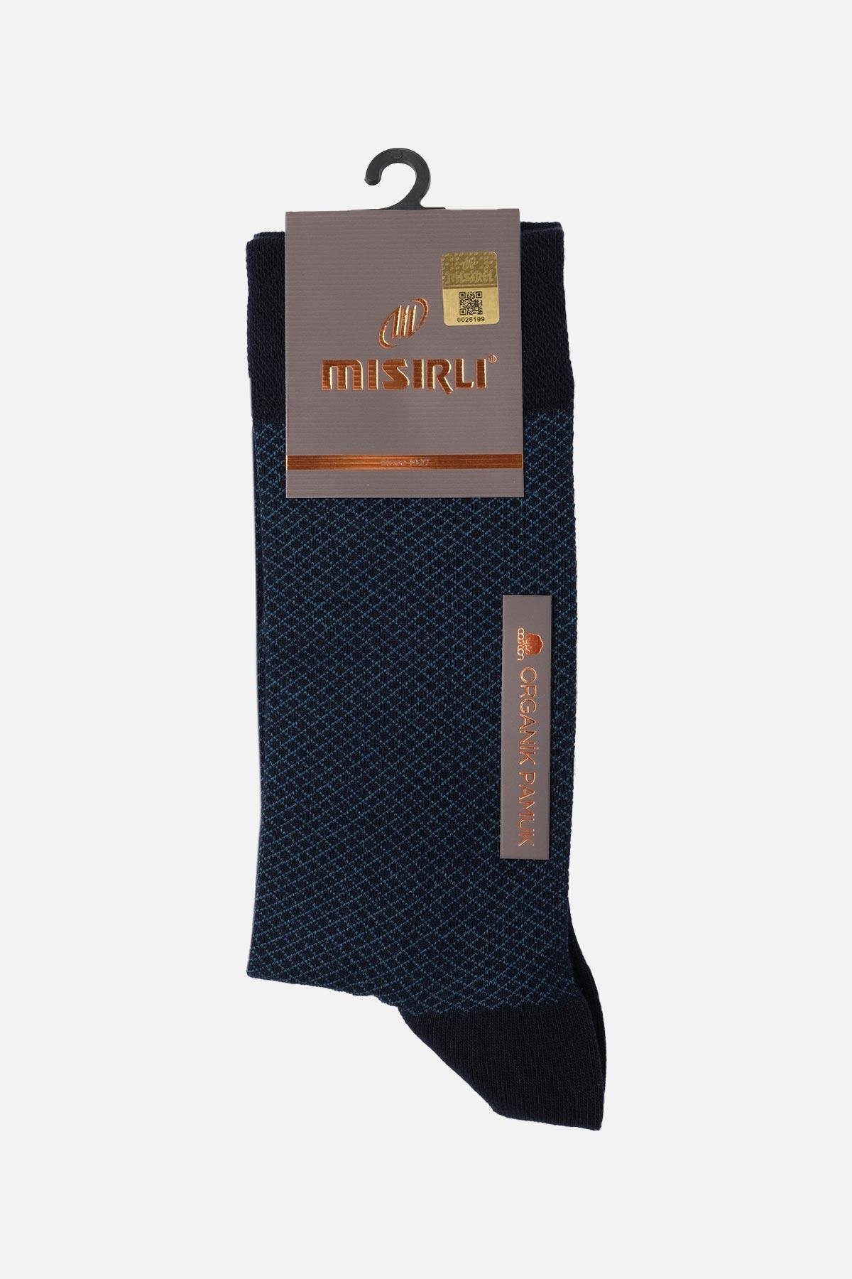 Mısırlı Erkek Organik Pamuklu Tekli Lacivert Soket Çorap   M 60004 TL