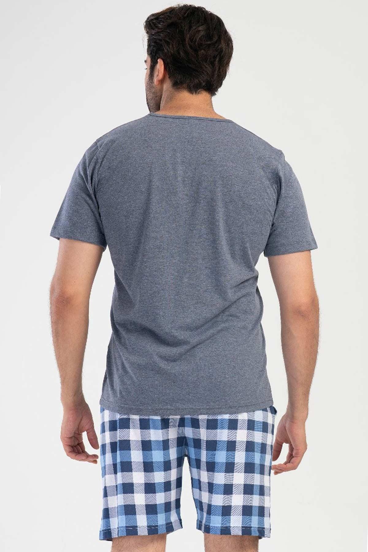 Mısırlı Erkek Pamuklu Antrasit Kısa Kollu Şort Pijama Takımı