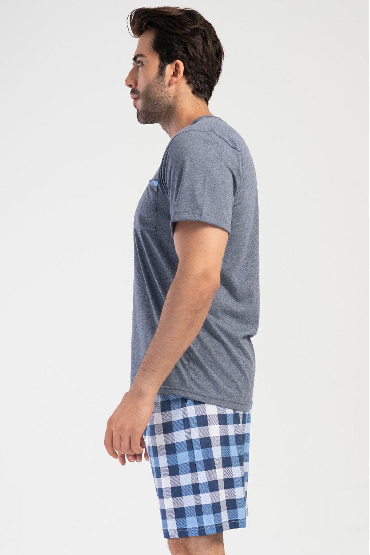Mısırlı Erkek Pamuklu Antrasit Kısa Kollu Şort Pijama Takımı