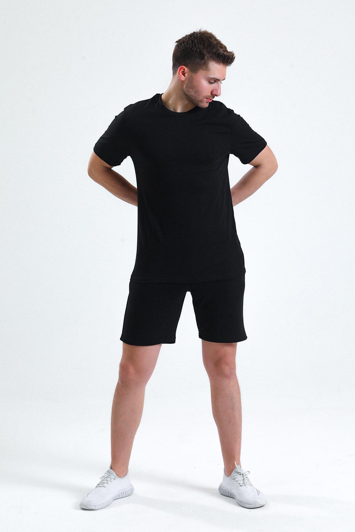 Mısırlı Erkek Pamuklu Bisiklet Yaka Siyah Regular Fit Tişört - M-TSHIRT-RF-S