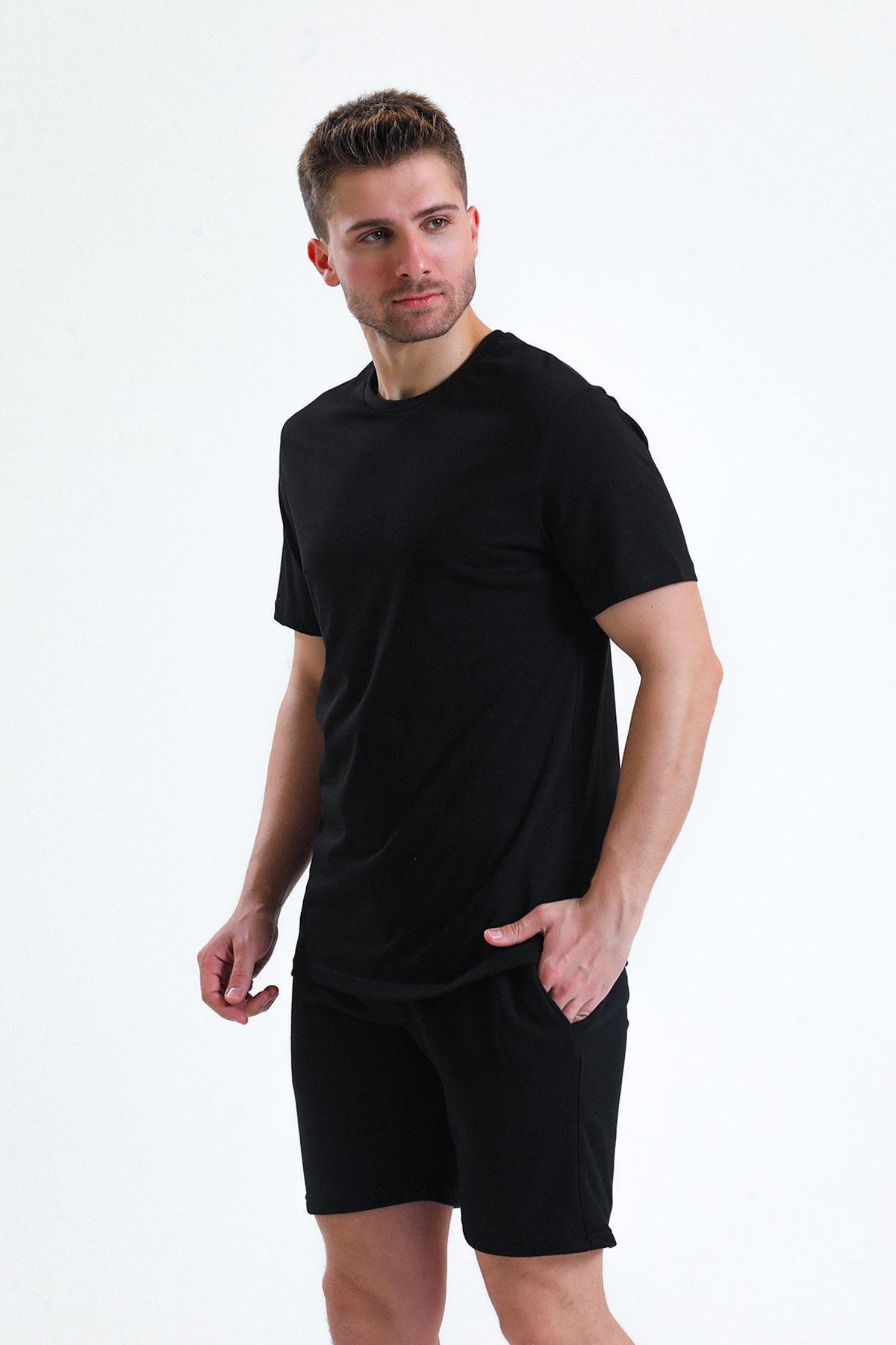 Mısırlı Erkek Pamuklu Bisiklet Yaka Siyah Regular Fit Tişört M TSHIRT RF S