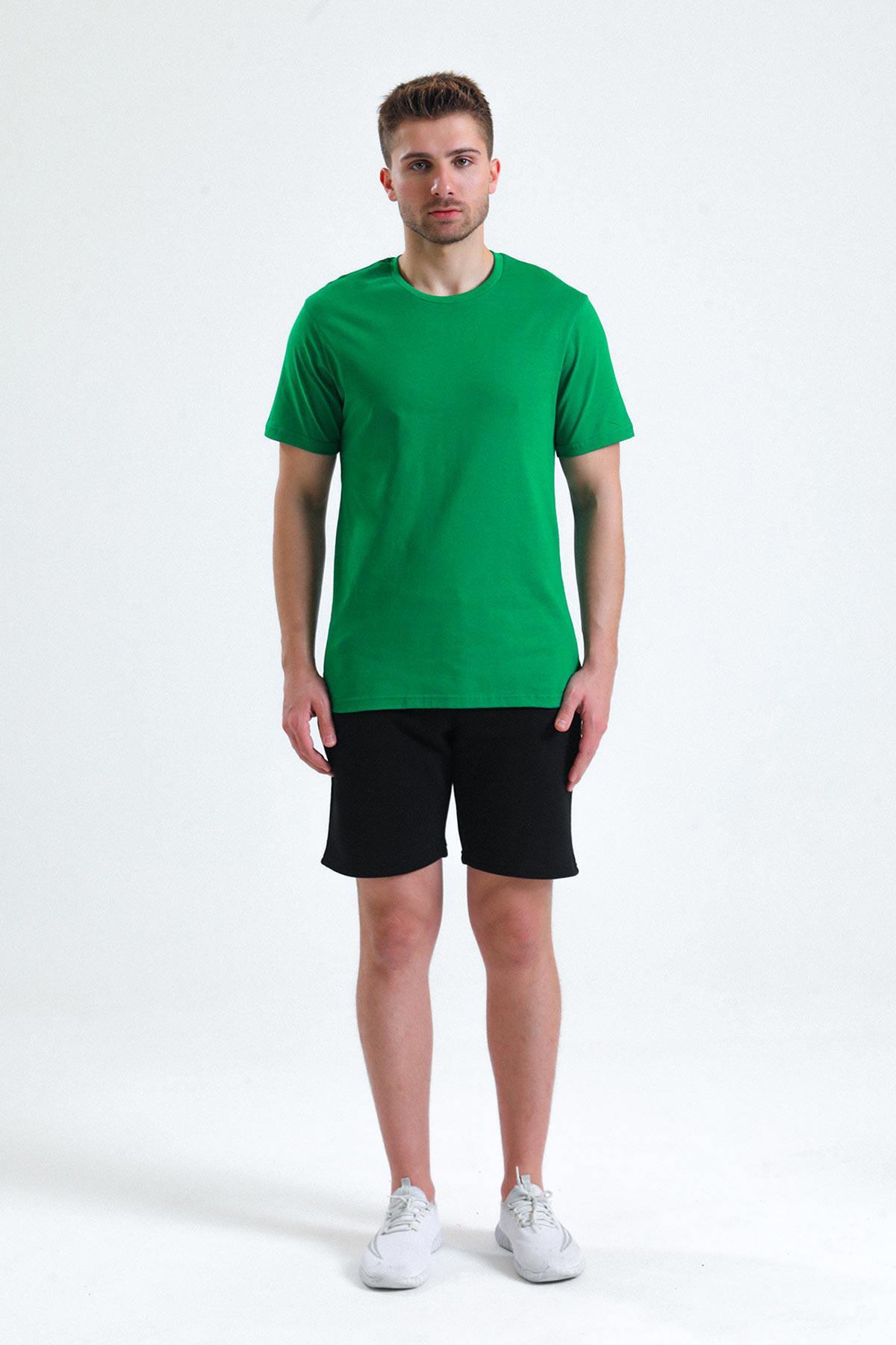 Mısırlı Erkek Pamuklu Bisiklet Yaka Yeşil Regular Fit Tişört  M TSHIRT RF Y