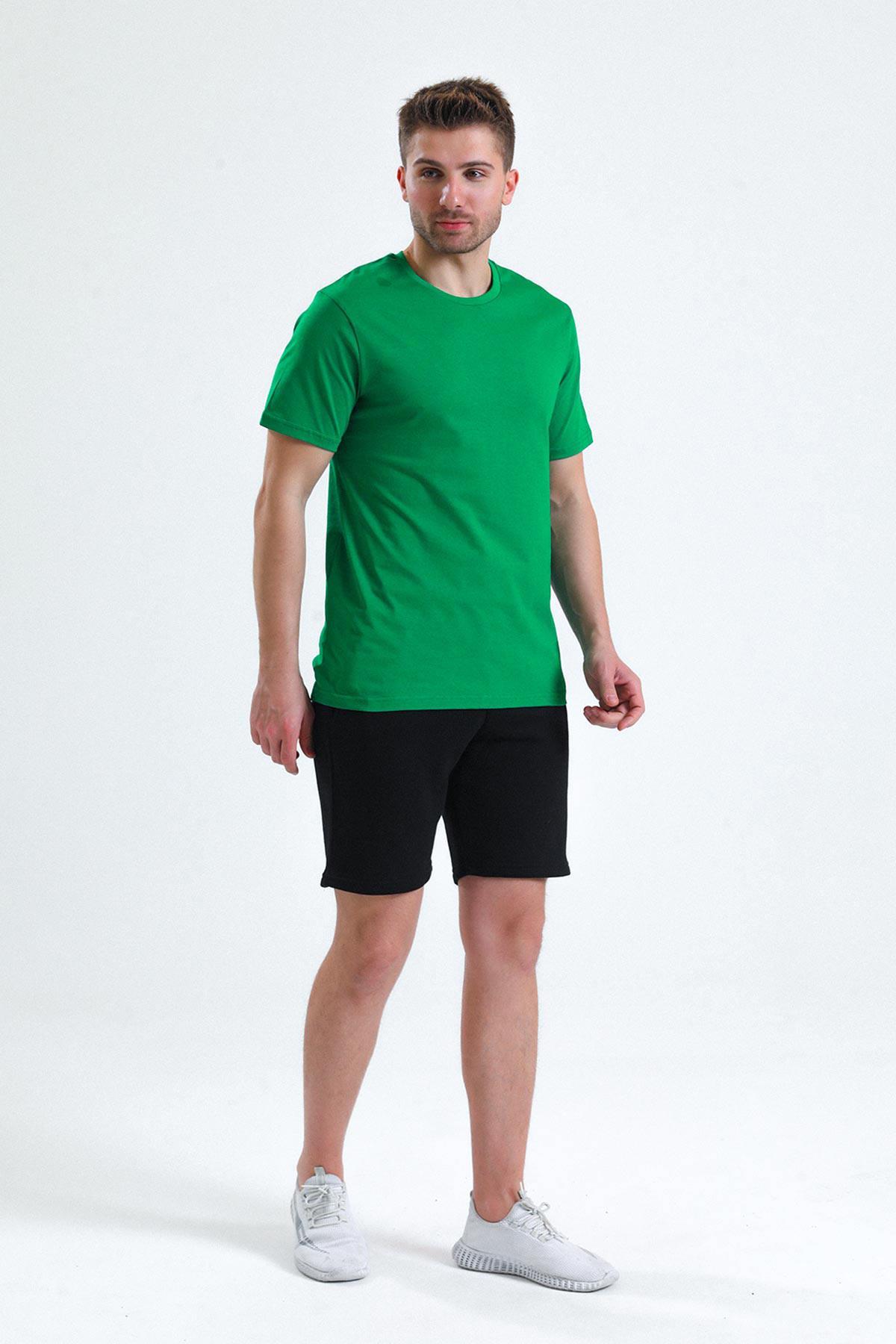 Mısırlı Erkek Pamuklu Bisiklet Yaka Yeşil Regular Fit Tişört  M TSHIRT RF Y