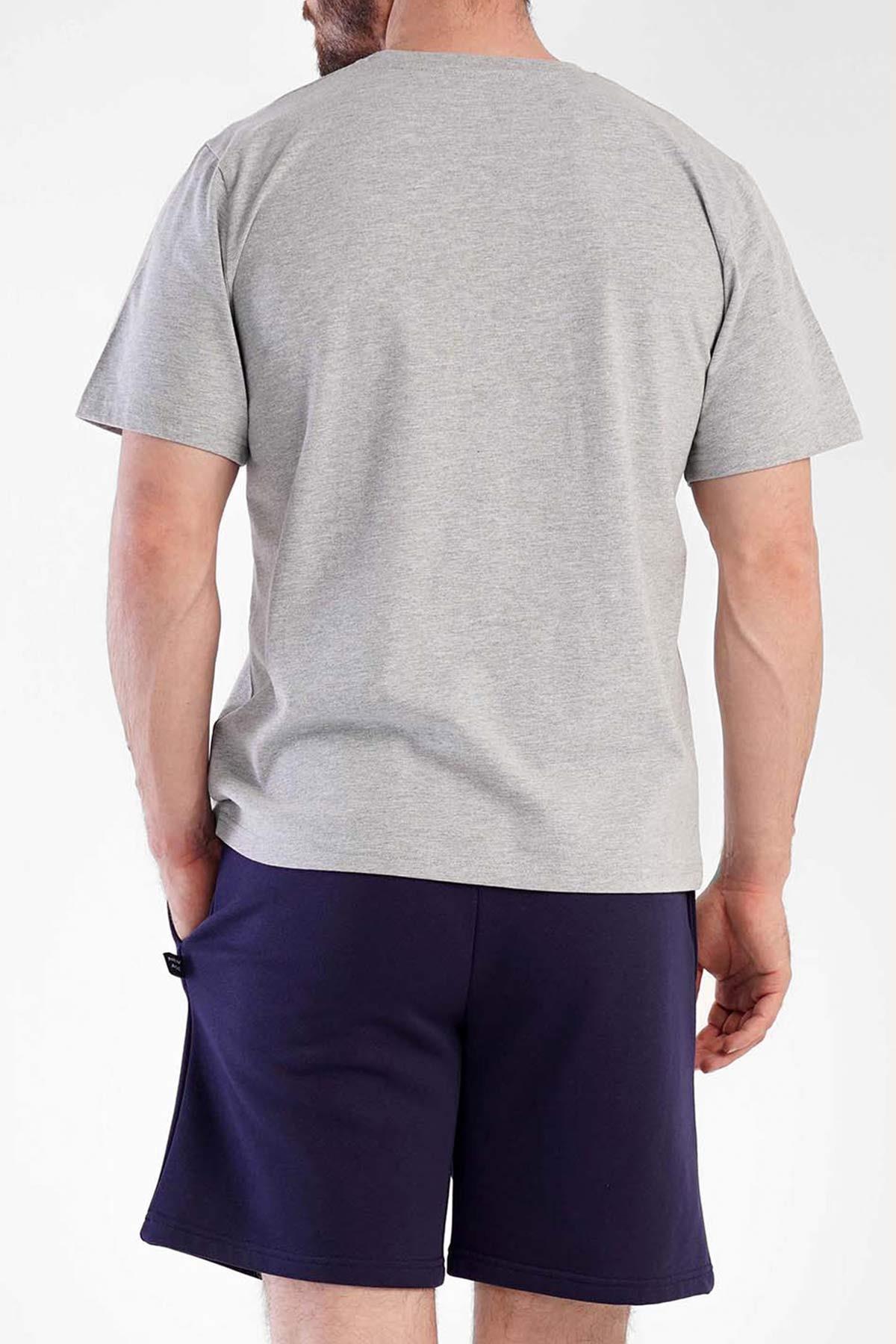 Mısırlı Erkek Pamuklu Gri Kısa Kol Şort Pijama Takımı