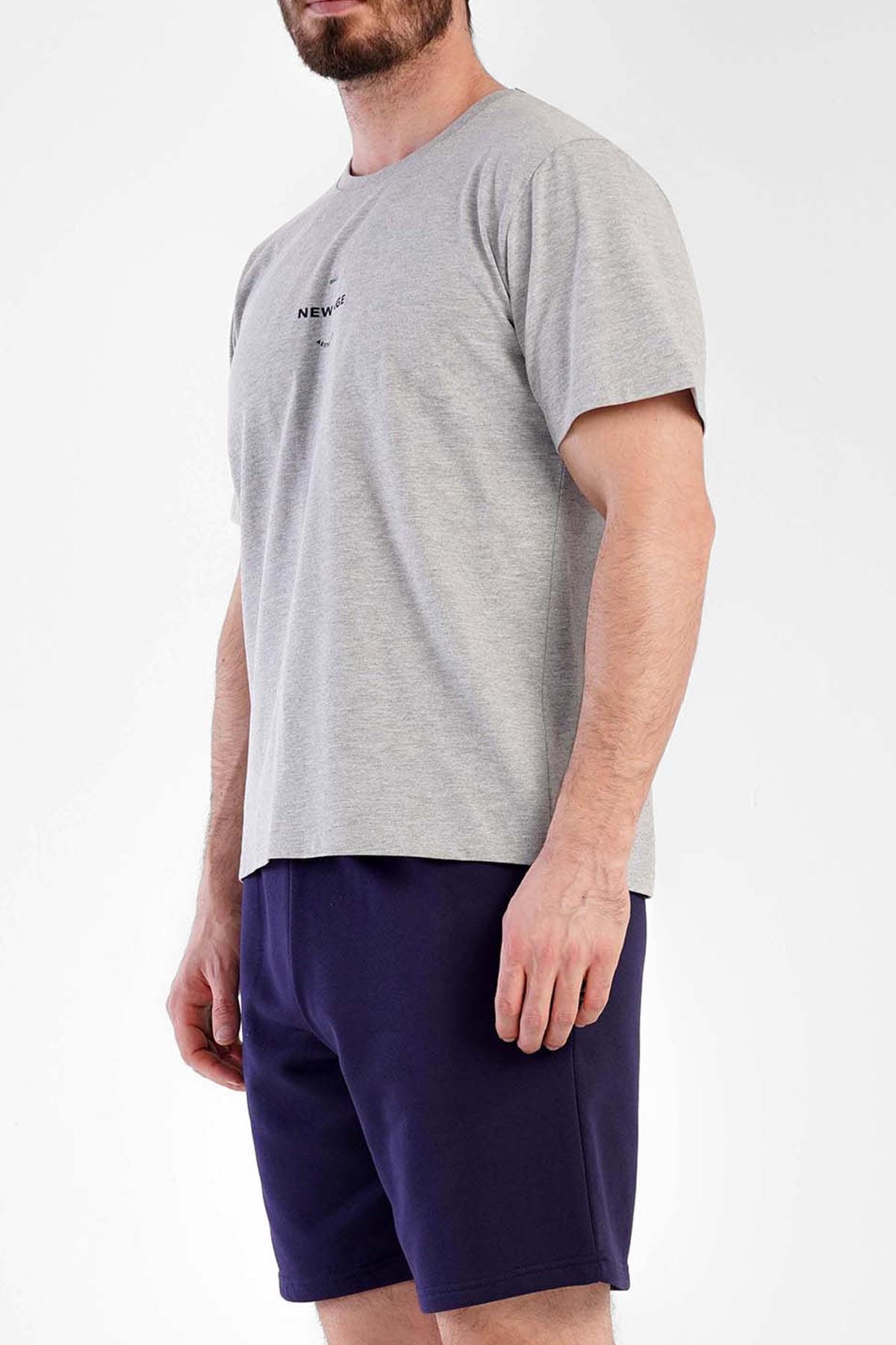 Mısırlı Erkek Pamuklu Gri Kısa Kol Şort Pijama Takımı