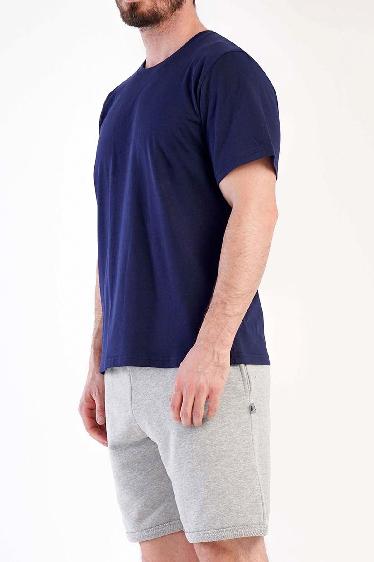 Mısırlı Erkek Pamuklu Lacivert Kısa Kol Şort Pijama Takımı