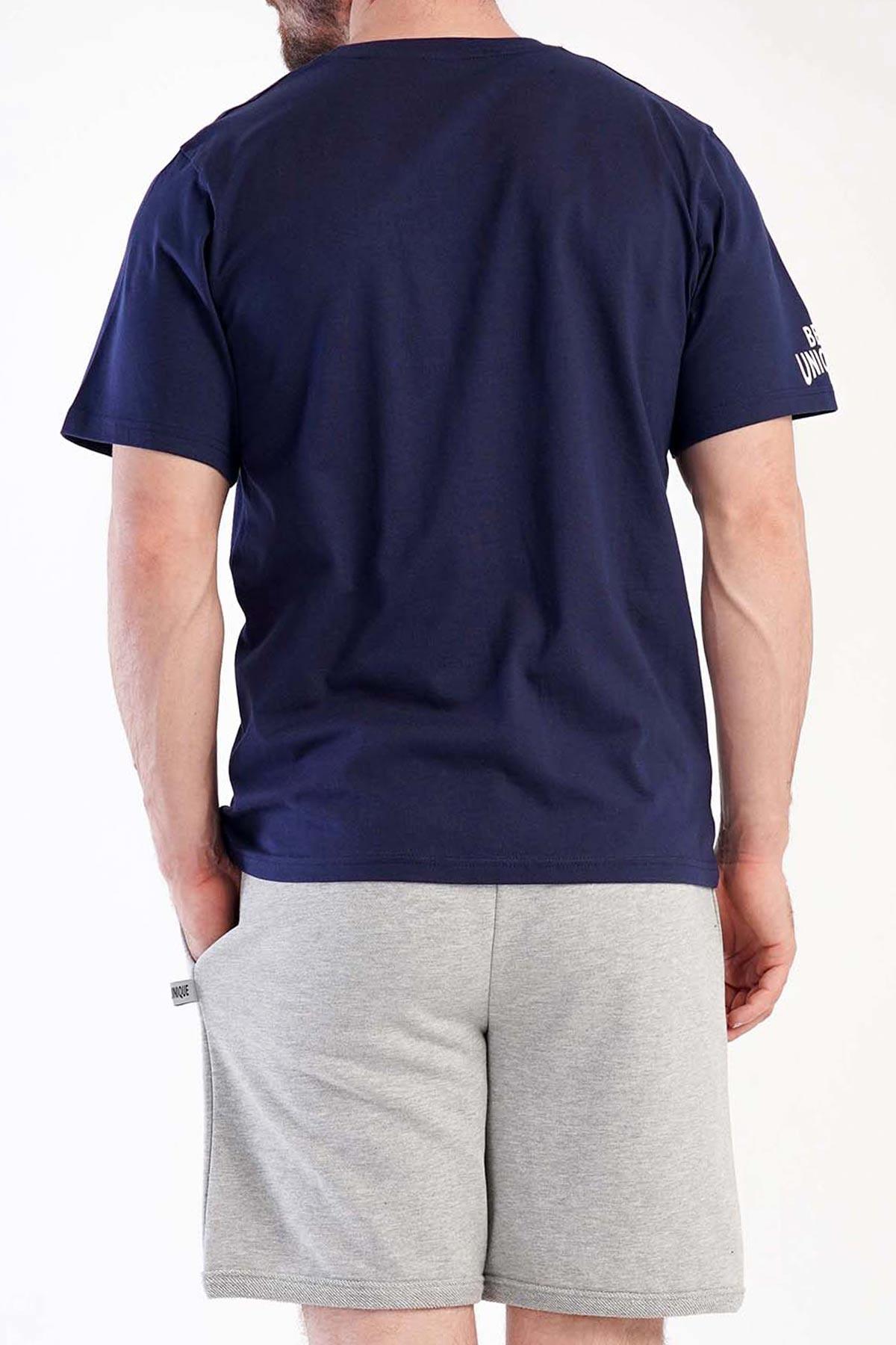 Mısırlı Erkek Pamuklu Lacivert Kısa Kol Şort Pijama Takımı