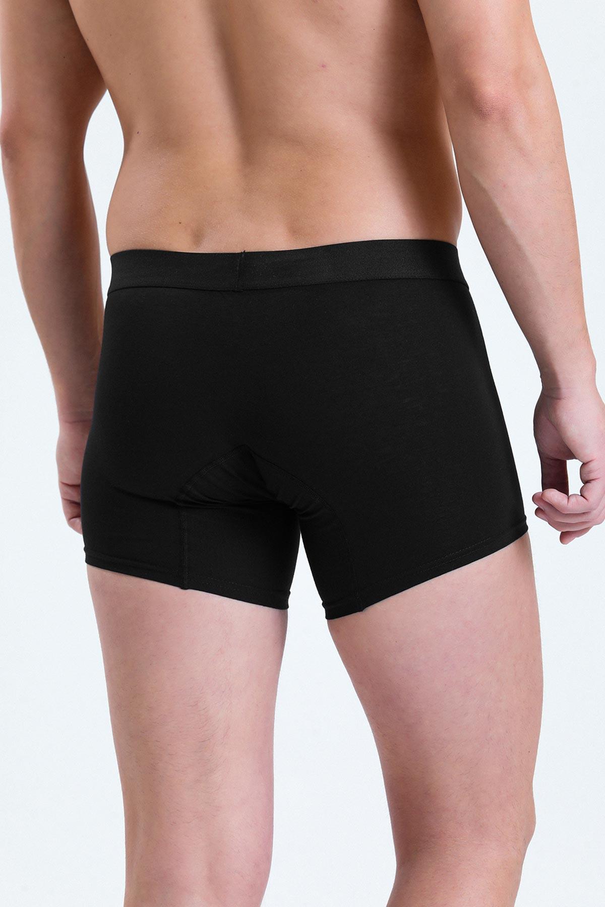 Mısırlı Erkek Pamuklu Long Fit 2'li Siyah/Siyah Boxer   M BXR SS 3