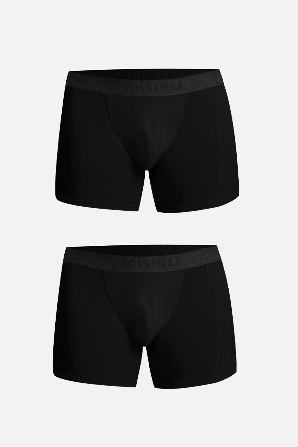 Mısırlı Erkek Pamuklu Regular Fit 2'li Siyah/Siyah Boxer
