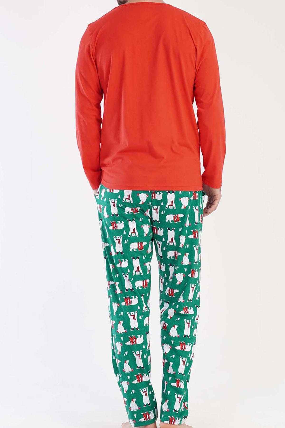 Mısırlı Erkek Pamuklu Uzun Kollu Koyu Kırmızı Pijama Takımı