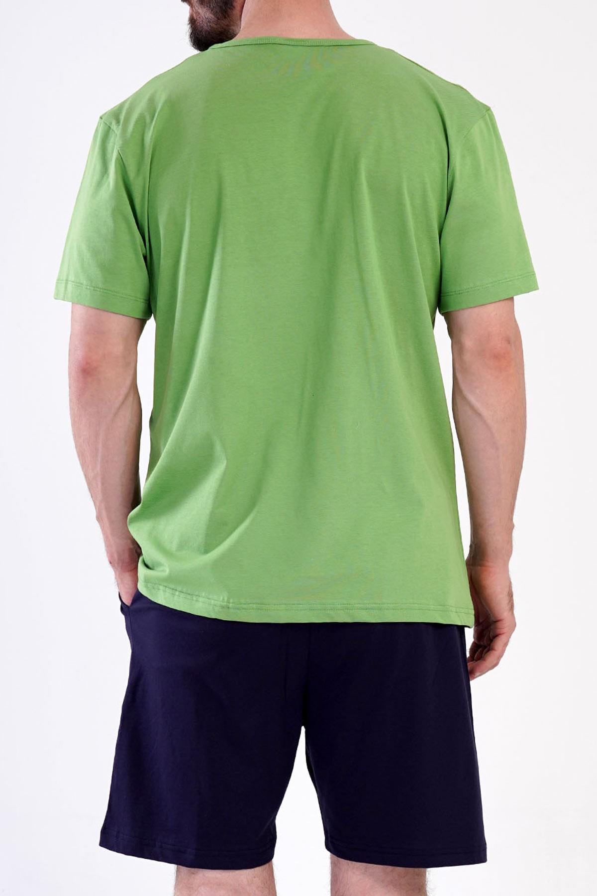 Mısırlı Erkek Pamuklu Yeşil Kısa Kollu Şort Pijama Takımı