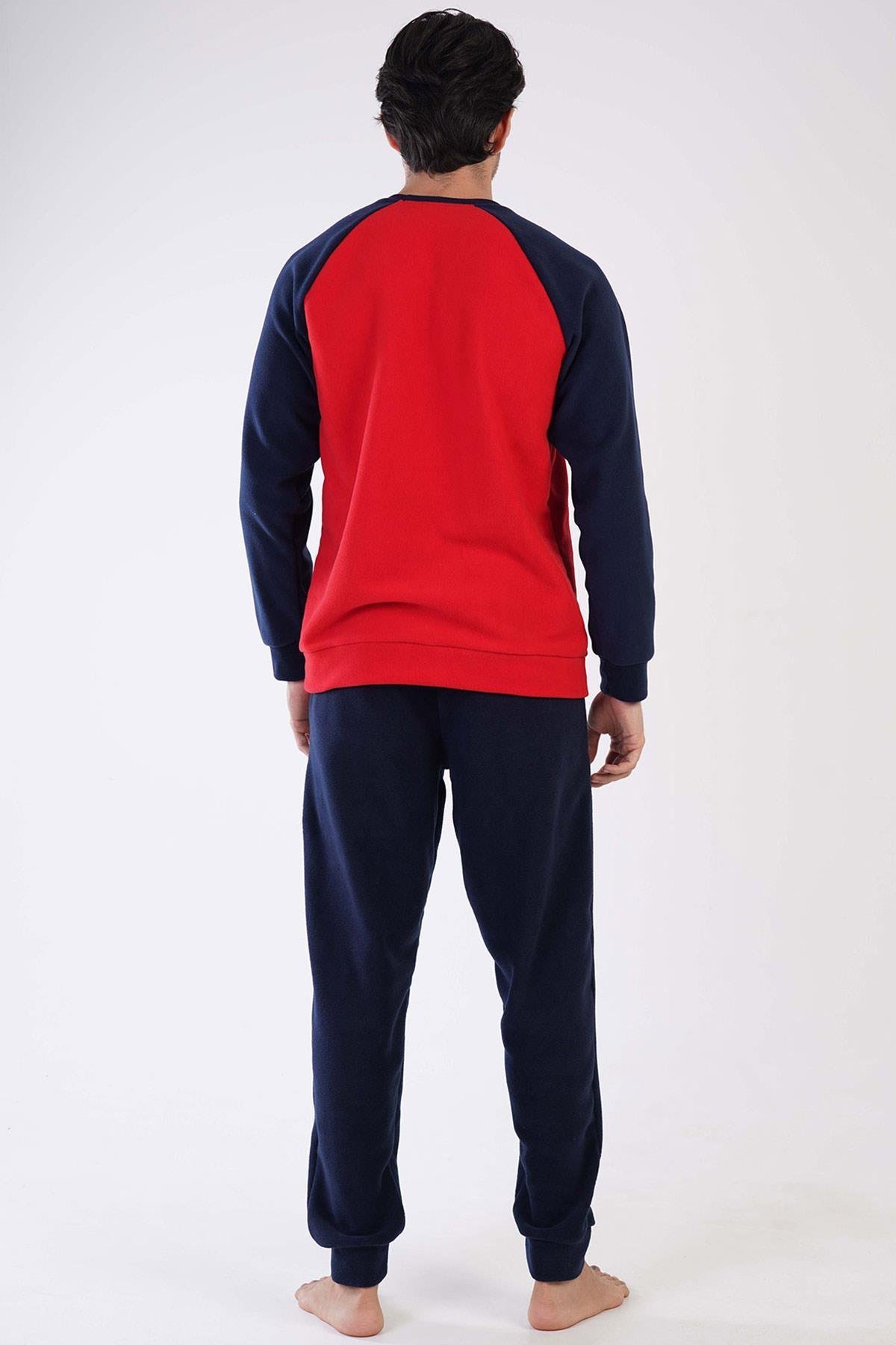 Mısırlı Erkek Polar Uzun Kollu Vişne Pijama Takımı