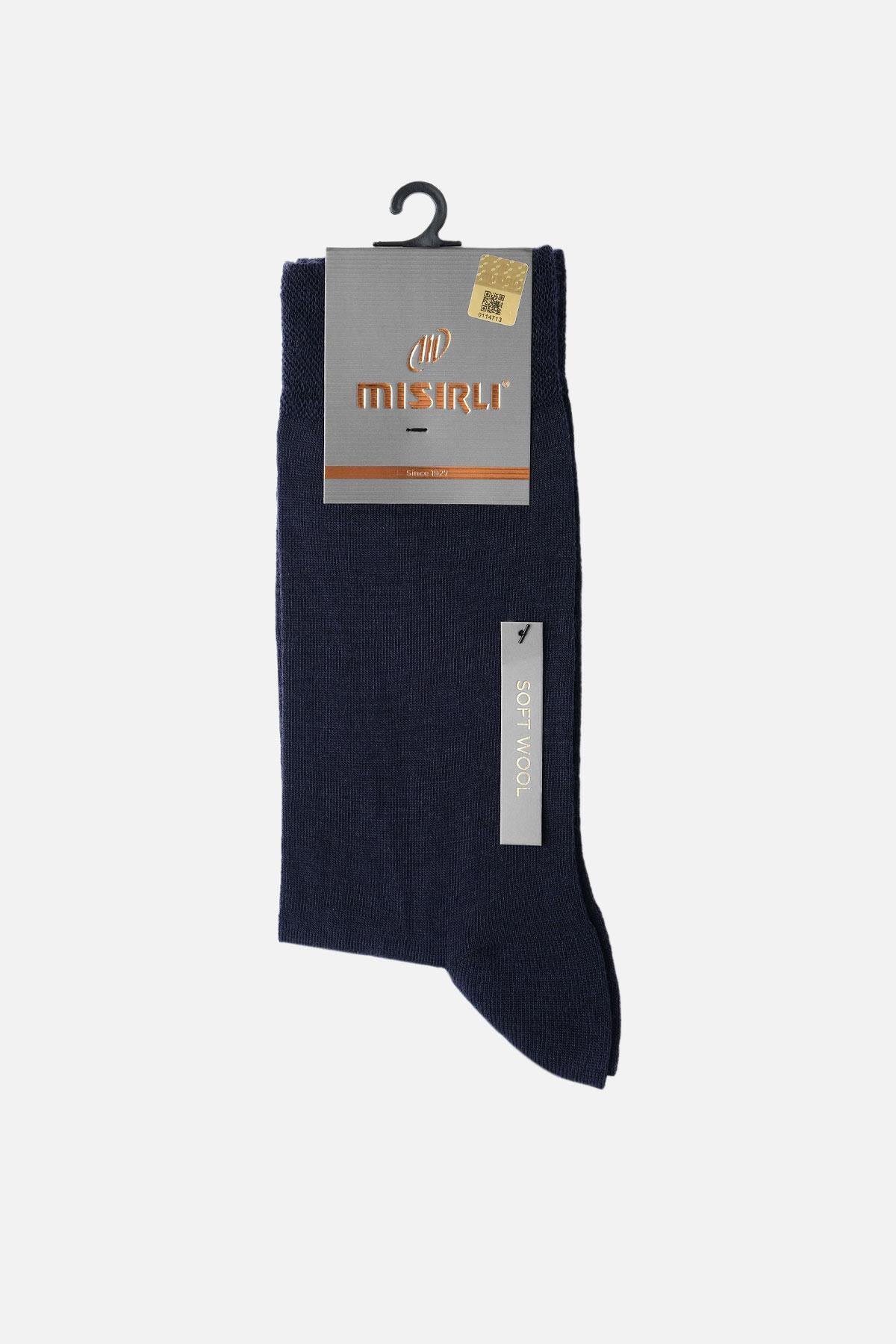 Mısırlı Erkek Soft Wool (Koyun Yünü) Tekli Lacivert Soket Çorap   M 63000 L