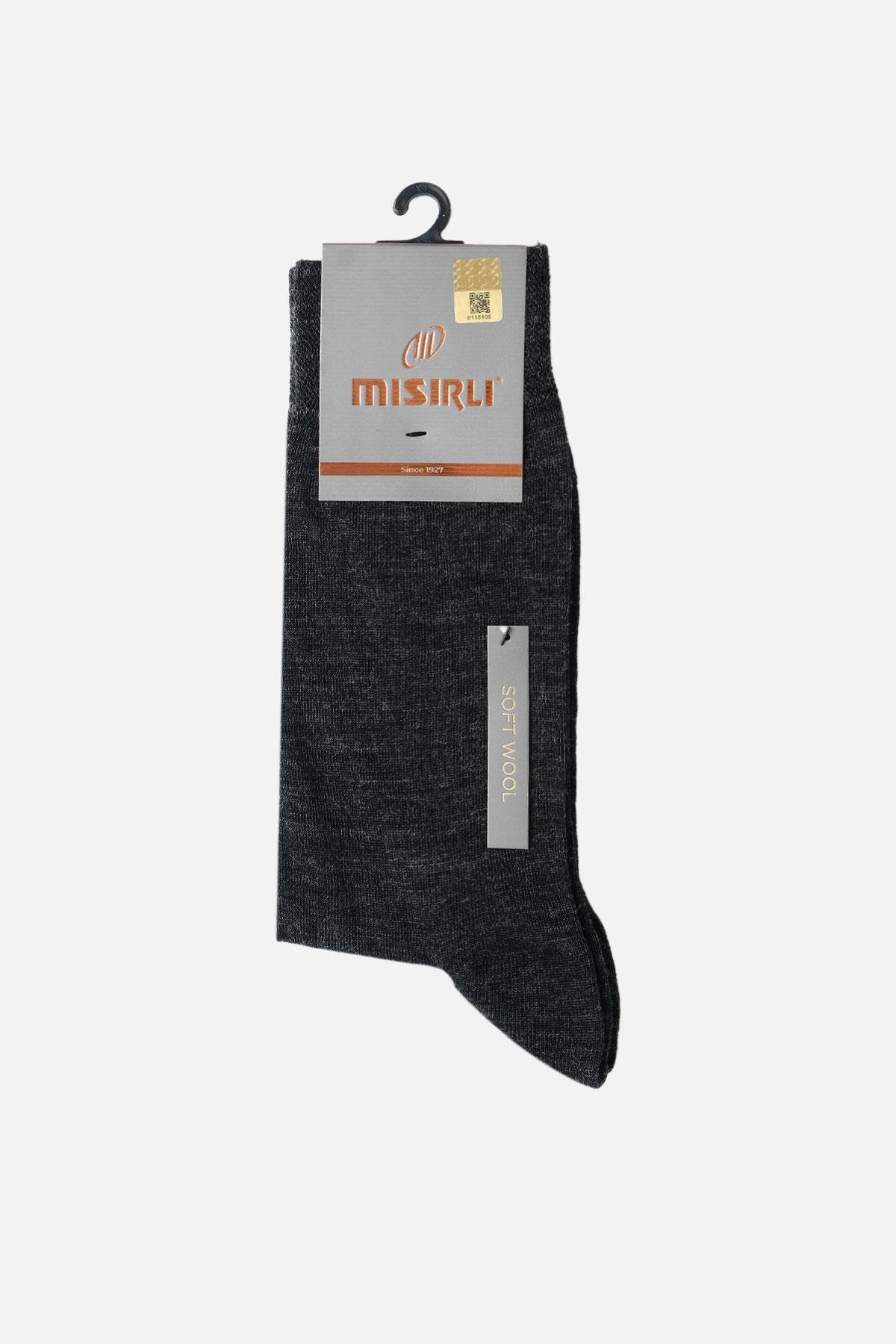 Mısırlı Erkek Soft Wool (Koyun Yünü) Tekli Antrasit Soket Çorap   M 63000 A