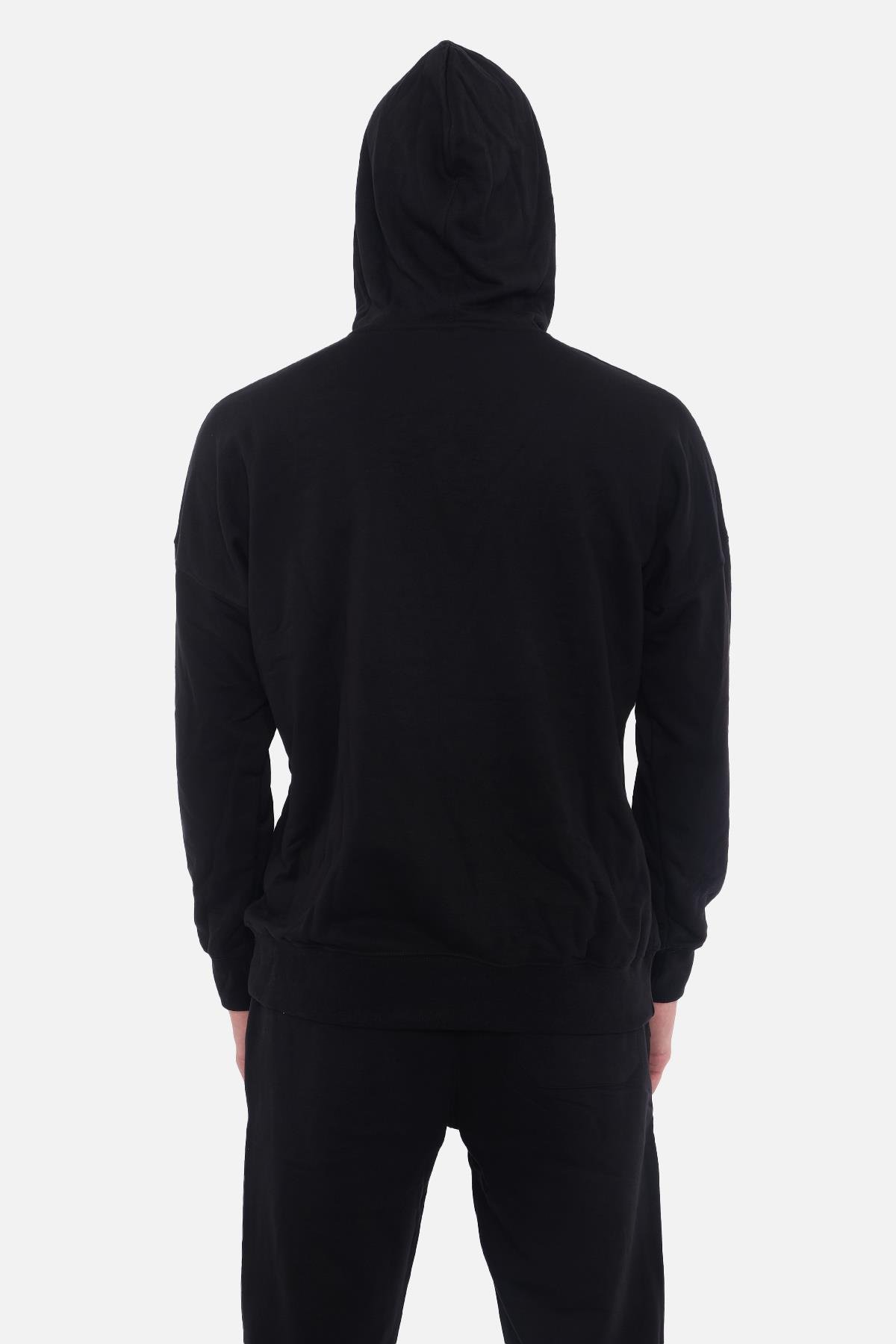 Mısırlı Erkek Üç İplik Oversize Kapüşonlu Siyah Sweatshirt   M OVR 2S