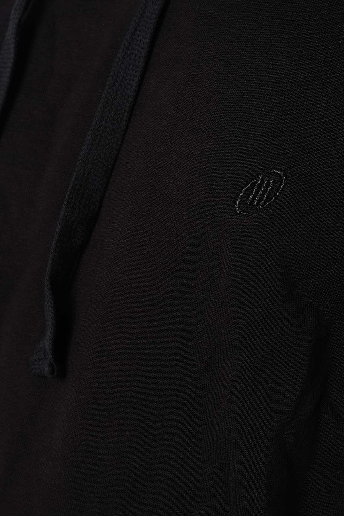 Mısırlı Erkek Üç İplik Oversize Kapüşonlu Siyah Sweatshirt   M OVR 2S
