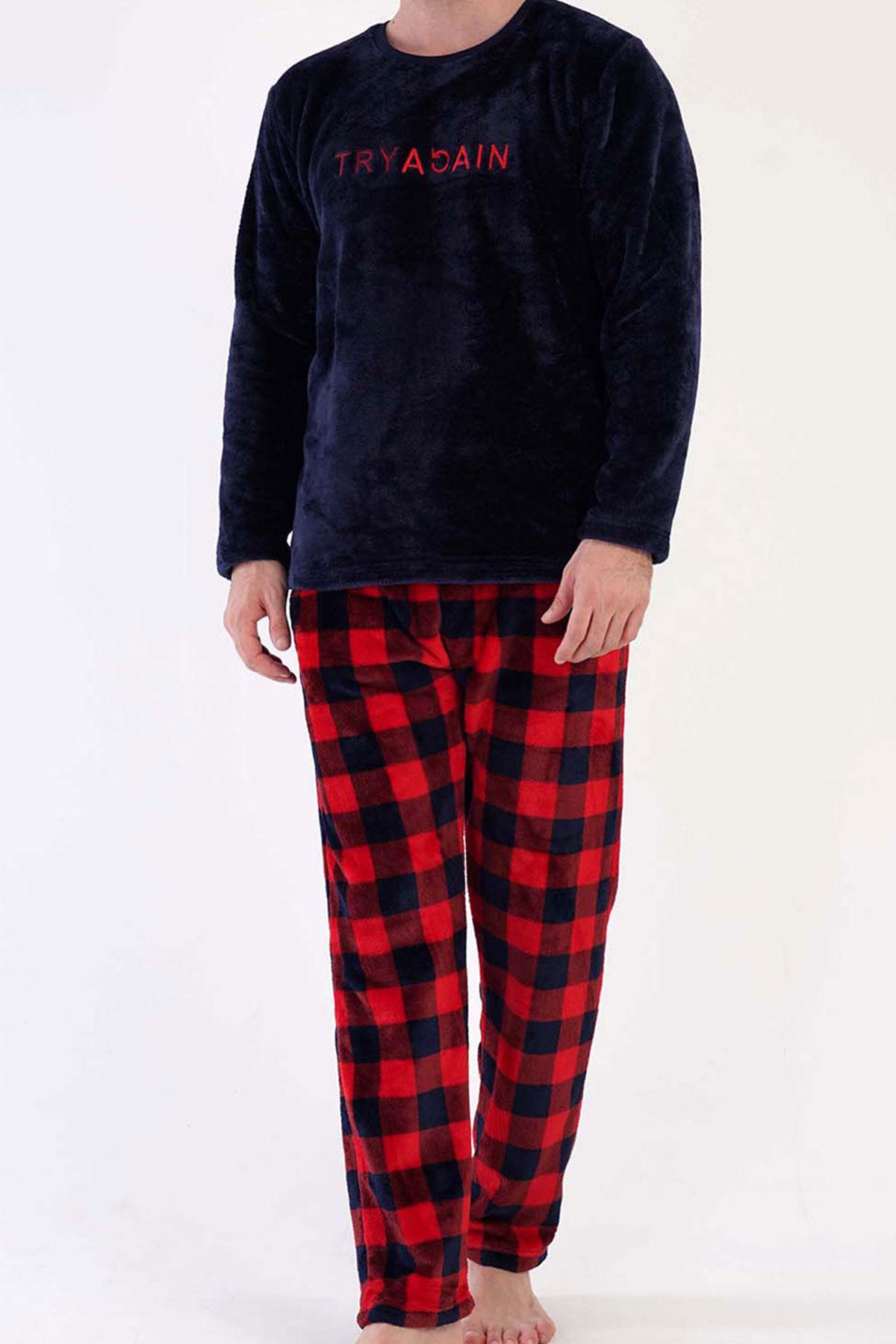 Mısırlı Erkek Welsoft Uzun Kollu Lacivert Pijama Takımı