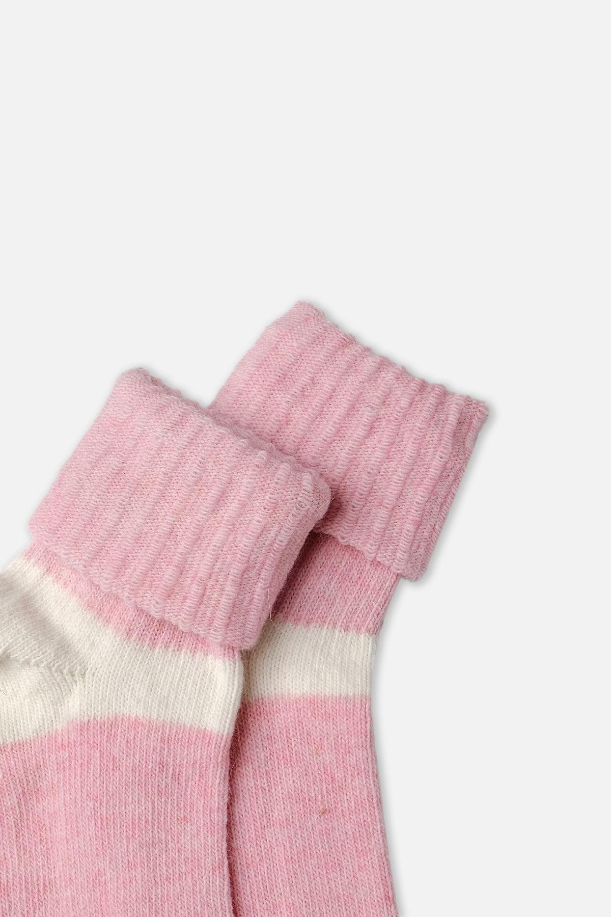 Mısırlı Kadın Alpaka Yünü Kışlık Kıvrık Tekli Pembe Soket Çorap   M 2056 P