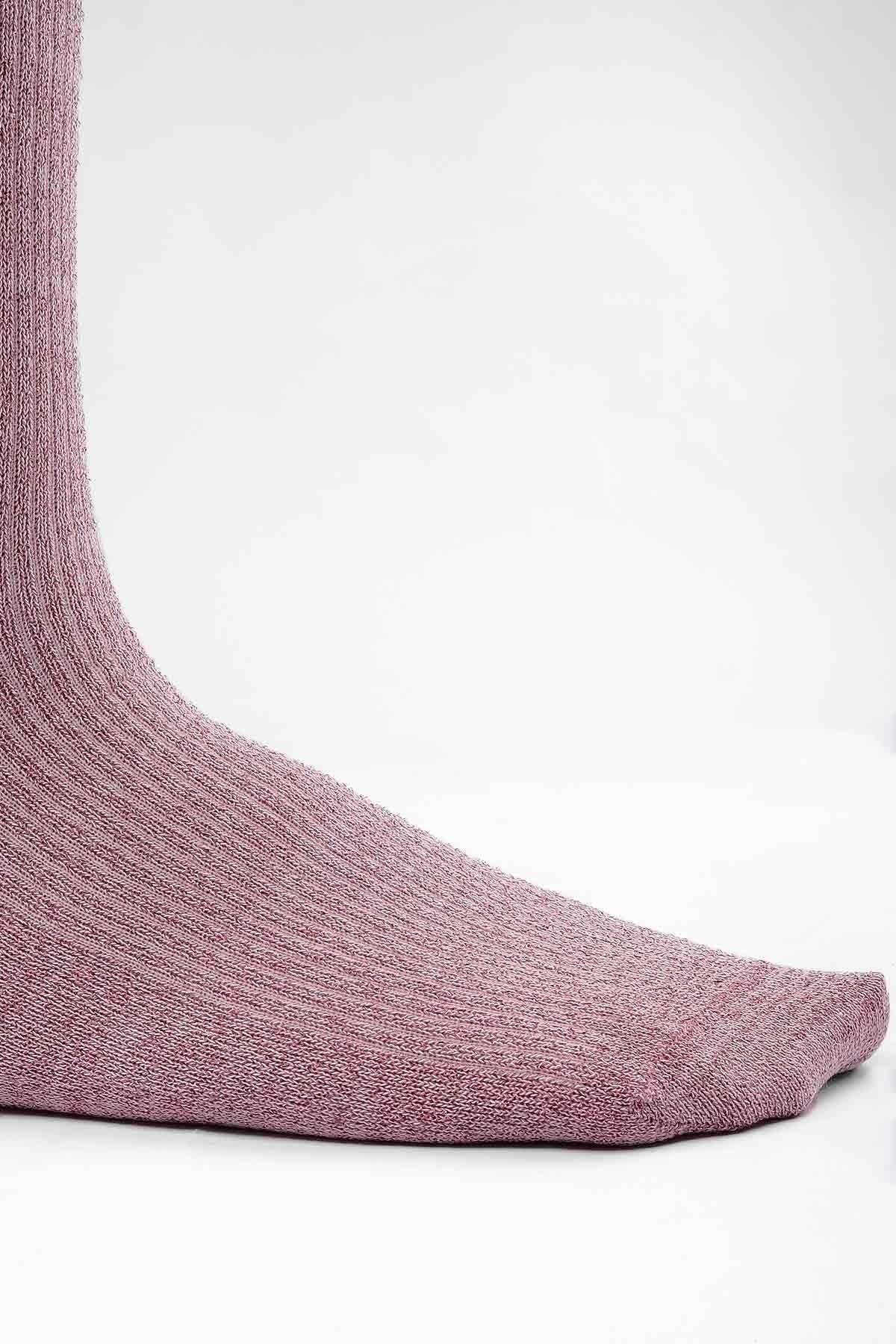 Mısırlı Kadın Bambu Simli Açık Pembe Soket Çorap M SEVO AP