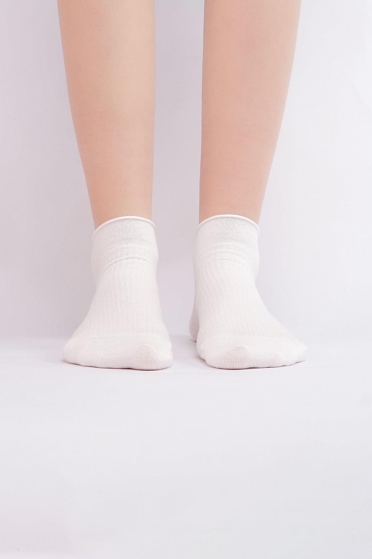 Mısırlı Kadın Bambu Tekli Ekru Yazlık Sneaker (Patik) Çorap M 72201 E
