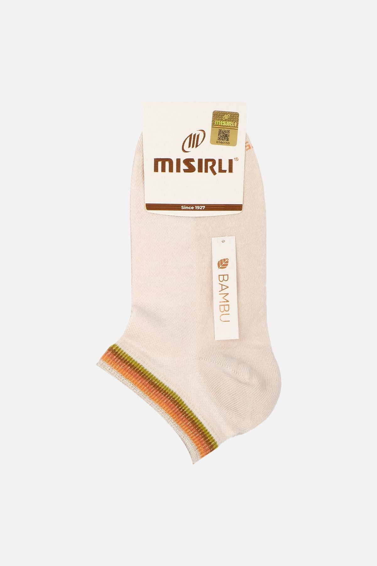 Mısırlı Kadın Pamuklu Tekli Koncu Simli Bej Patik Çorap - M-72202-BJ