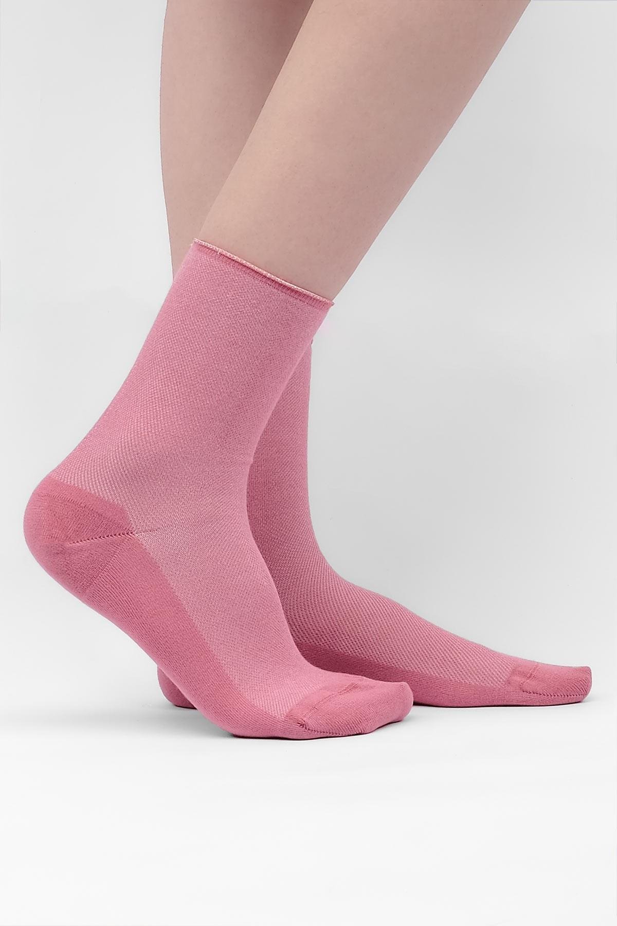 Mısırlı Kadın Bambu Tekli Pembe DiCare Lastiksiz Soket Çorap M 76400 P